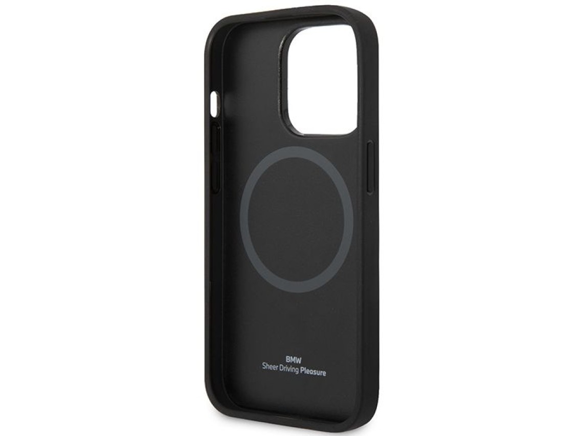 Funda BMW BMHMP14L22RPSR para iPhone 14 Pro de 6,1" color burdeos/burdeos con asientos de cuero y Ma