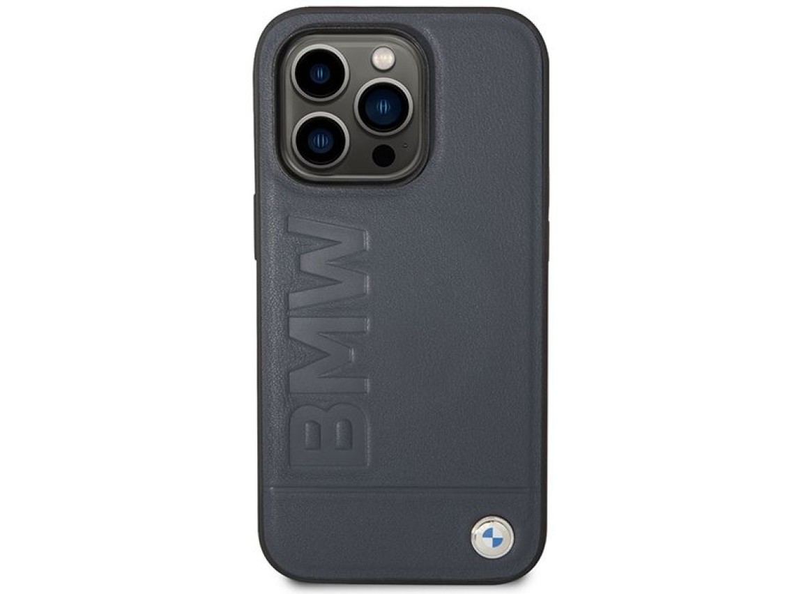 Case BMW BMHMP14XSLLNA iPhone 14 Pro Max 6.7" navy/navy hardcase Leather Hot Stamp MagSafe
