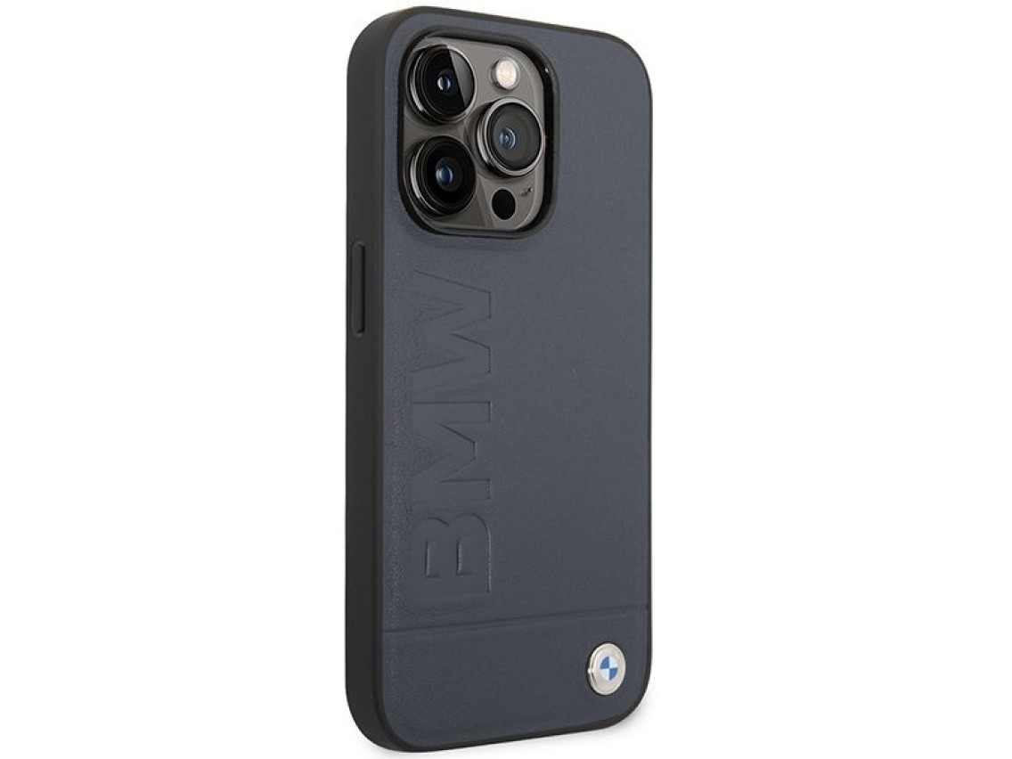 Case BMW BMHMP14XSLLNA iPhone 14 Pro Max 6.7" navy/navy hardcase Leather Hot Stamp MagSafe