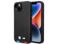 Capa BMW BMHMP14M22PTDK para iPhone 14 Plus 6.7" preta / couro preto com estampa tricolor Magsafe Capa BMW BMHMP14M22PTDK para iPhone 14 Plus 6.7" preta / couro preto com estampa tricolor Magsafe