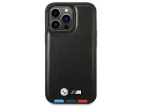 Capa BMW BMHMP14L22PTDK para iPhone 14 Pro 6.1" preta / couro preto com estampa tricolor Magsafe Capa BMW BMHMP14L22PTDK para iPhone 14 Pro 6.1" preta / couro preto com estampa tricolor Magsafe