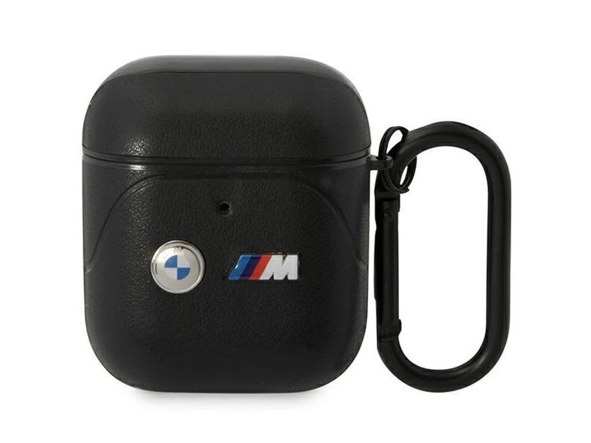 BMW BMA222PVTK Capa para AirPods 1/2 preta/preta em couro com linhas curvas