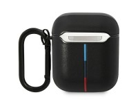BMW BMA222PVTK Capa para AirPods 1/2 preta/preta em couro com linhas curvas BMW BMA222PVTK Capa para AirPods 1/2 preta/preta em couro com linhas curvas
