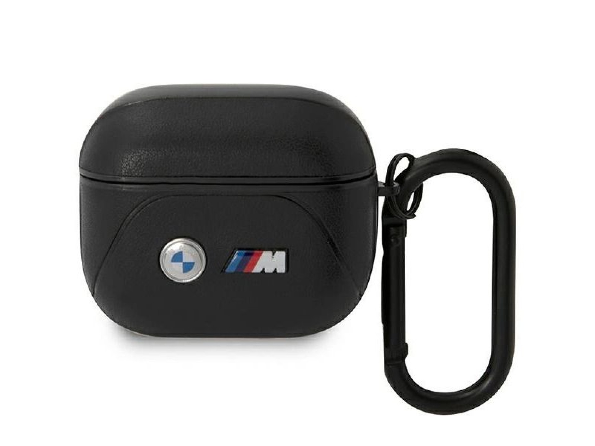 Funda BMW BMA322PVTK para AirPods de 3.ª generación, color negro/negro, de cuero con diseño curvo.