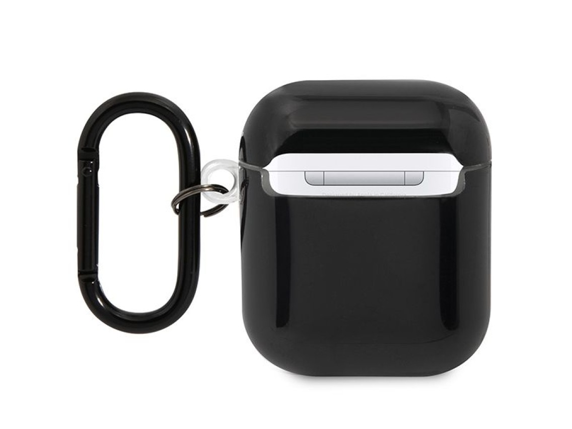 Funda BMW BMA222SWTK para AirPods 1/2, color negro/negro, con líneas multicolores.