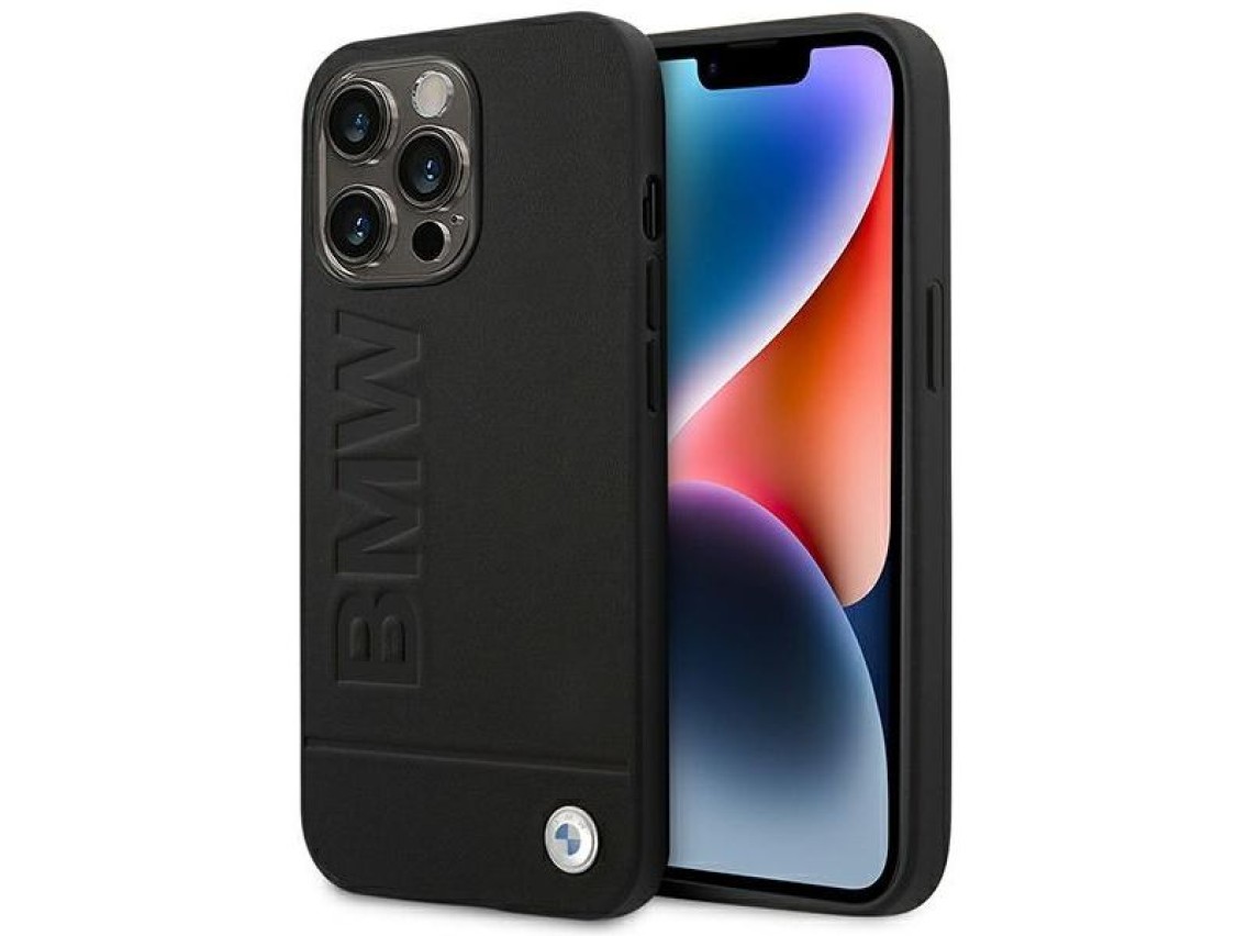 BMW Leather Stamp Case for iPhone 14 Pro - Black