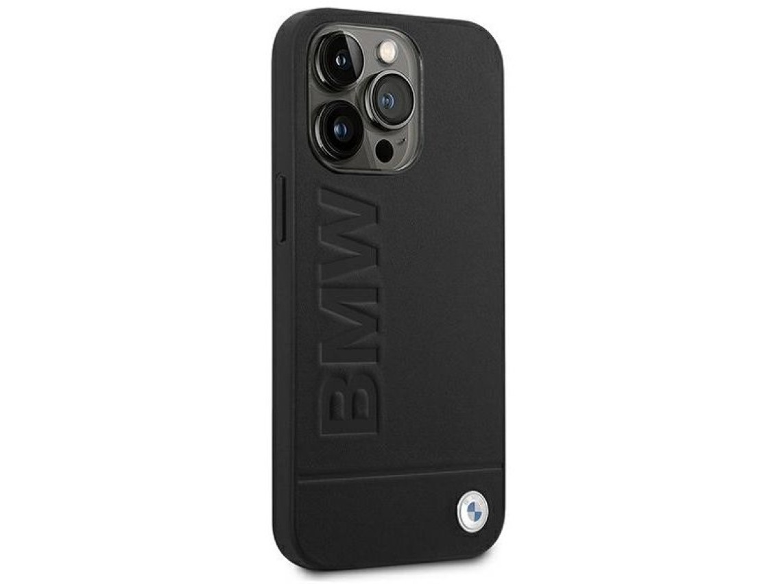 BMW Leather Stamp Case for iPhone 14 Pro - Black