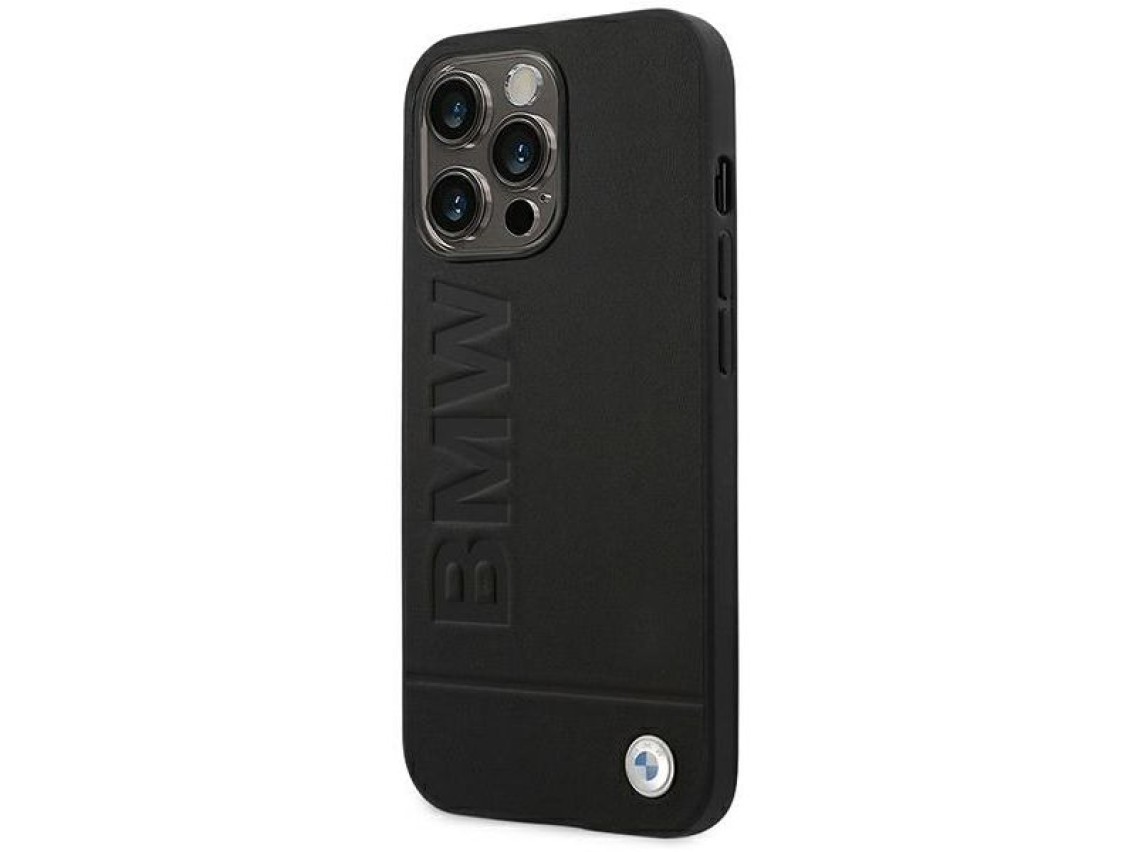 Case BMW BMHCP14XSLLBK iPhone 14 Pro Max 6.7 "black / black Leather Stamp