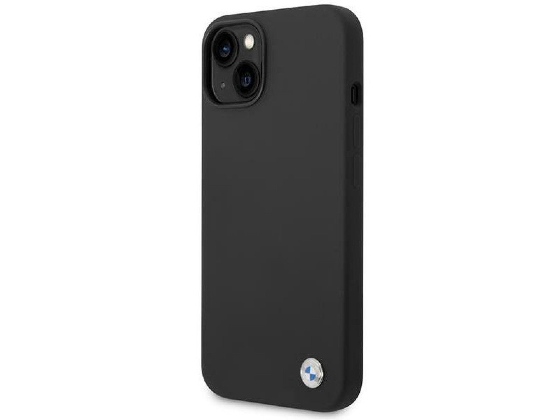 Capa de silicone com logotipo metálico da BMW para iPhone 14 - Preta