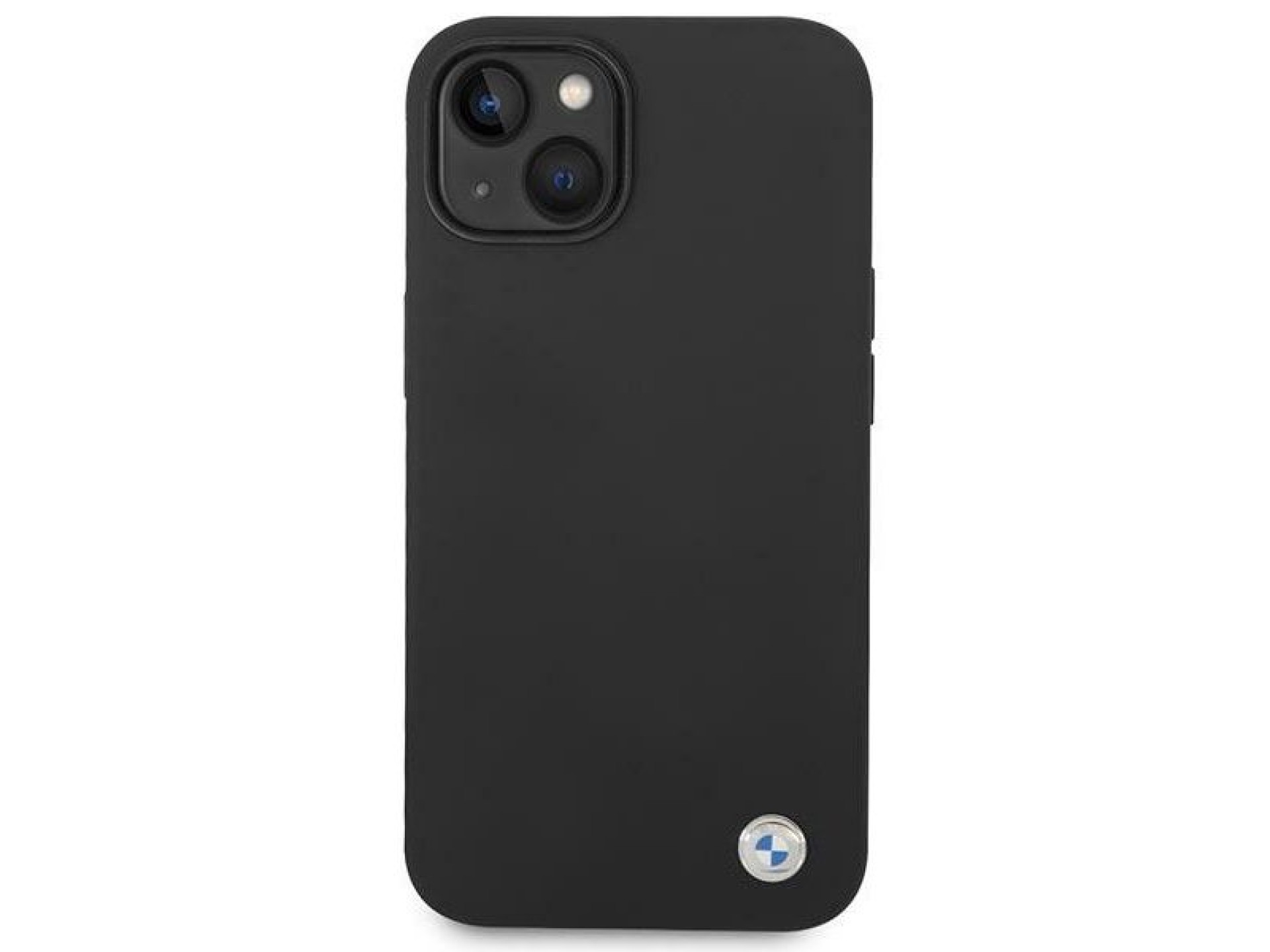 Capa de silicone com logotipo metálico da BMW para iPhone 14 - Preta