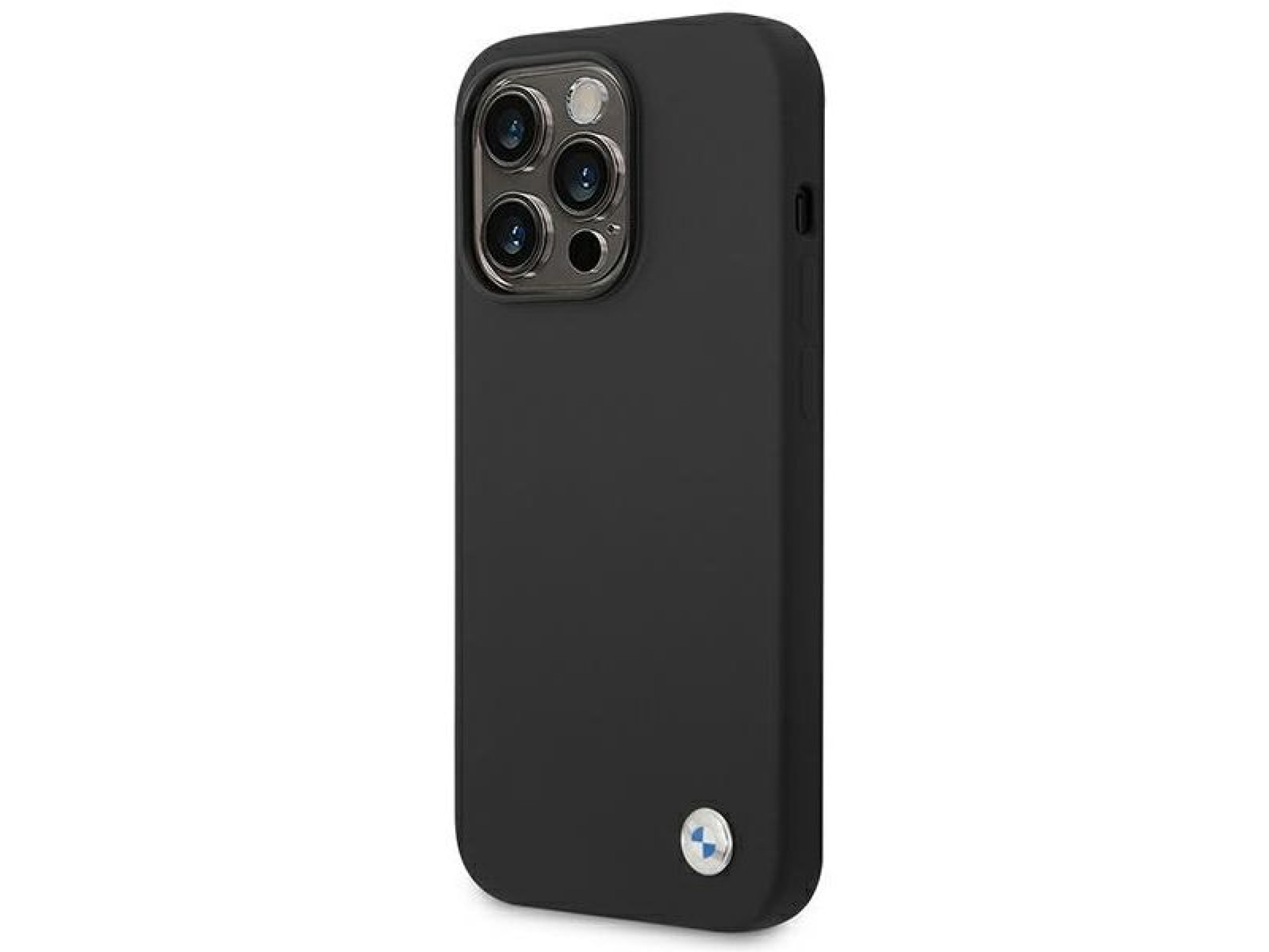 BMW Silicone Metal Logo Case for iPhone 14 Pro Max - Black