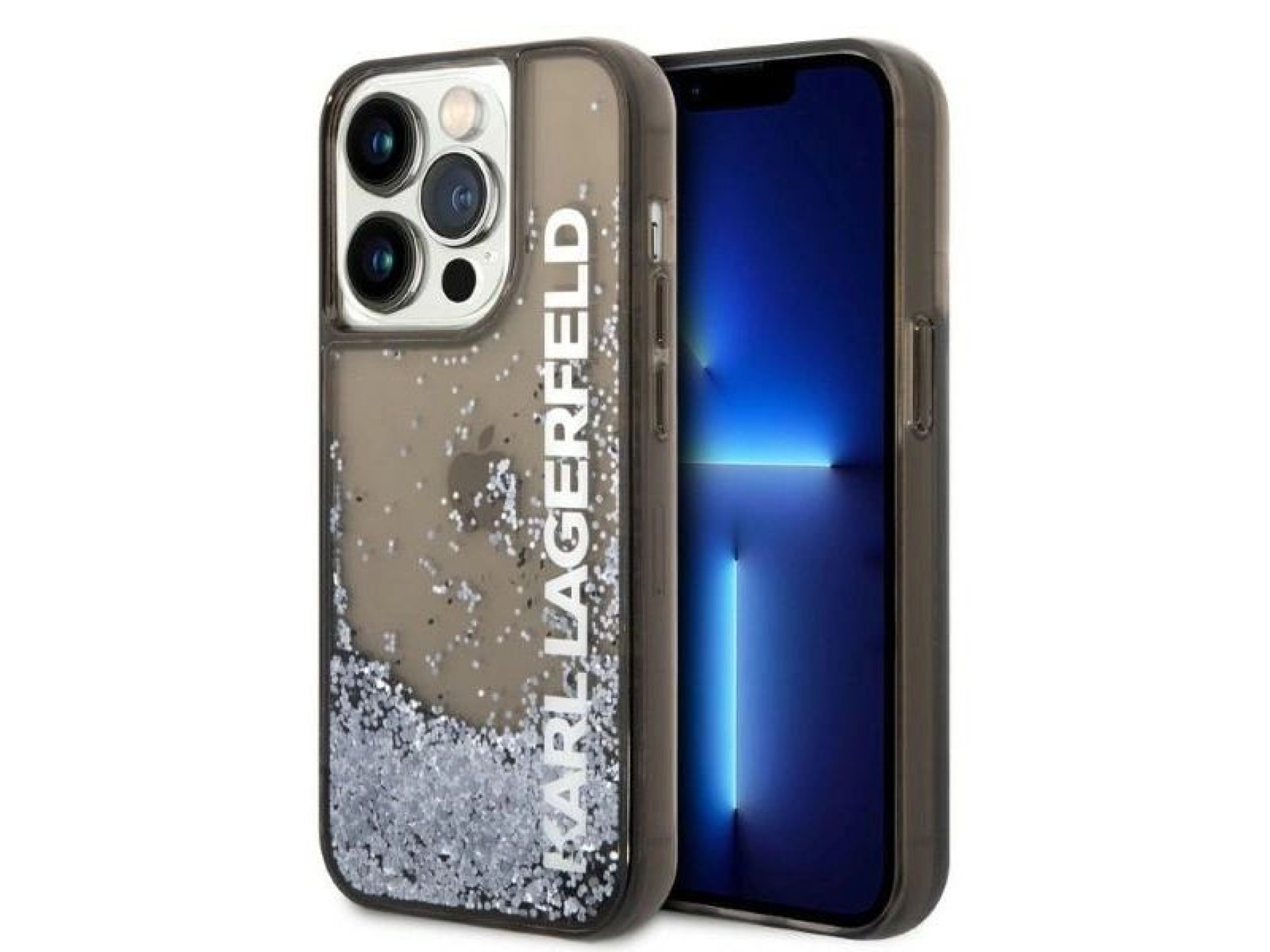 Capa Karl Lagerfeld Liquid Glitter Elong para iPhone 14 Pro - preta