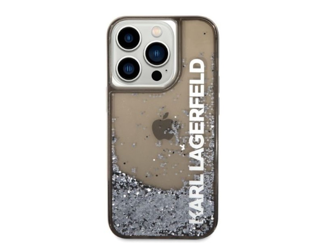 Capa Karl Lagerfeld Liquid Glitter Elong para iPhone 14 Pro - preta
