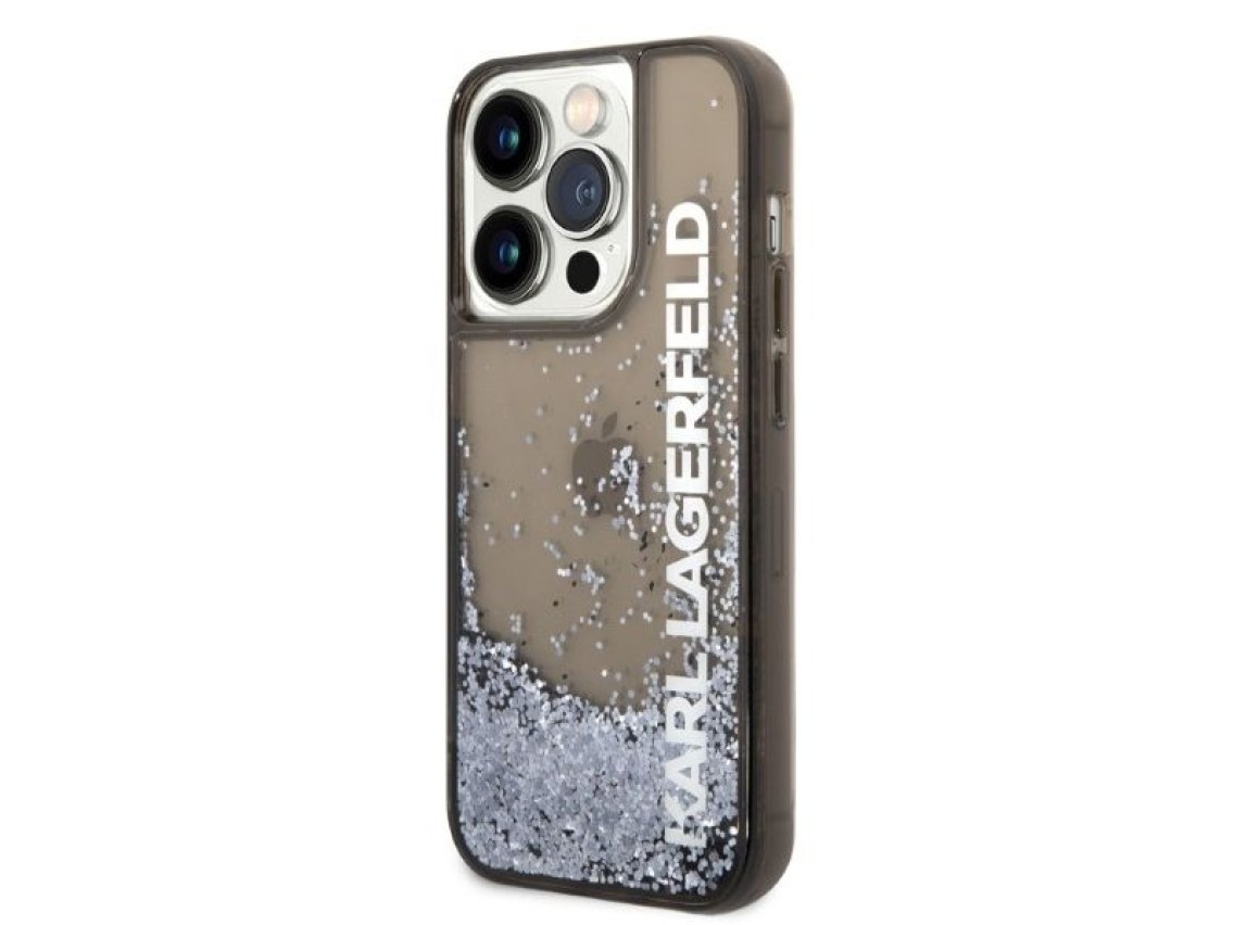 Capa Karl Lagerfeld Liquid Glitter Elong para iPhone 14 Pro Max - preta