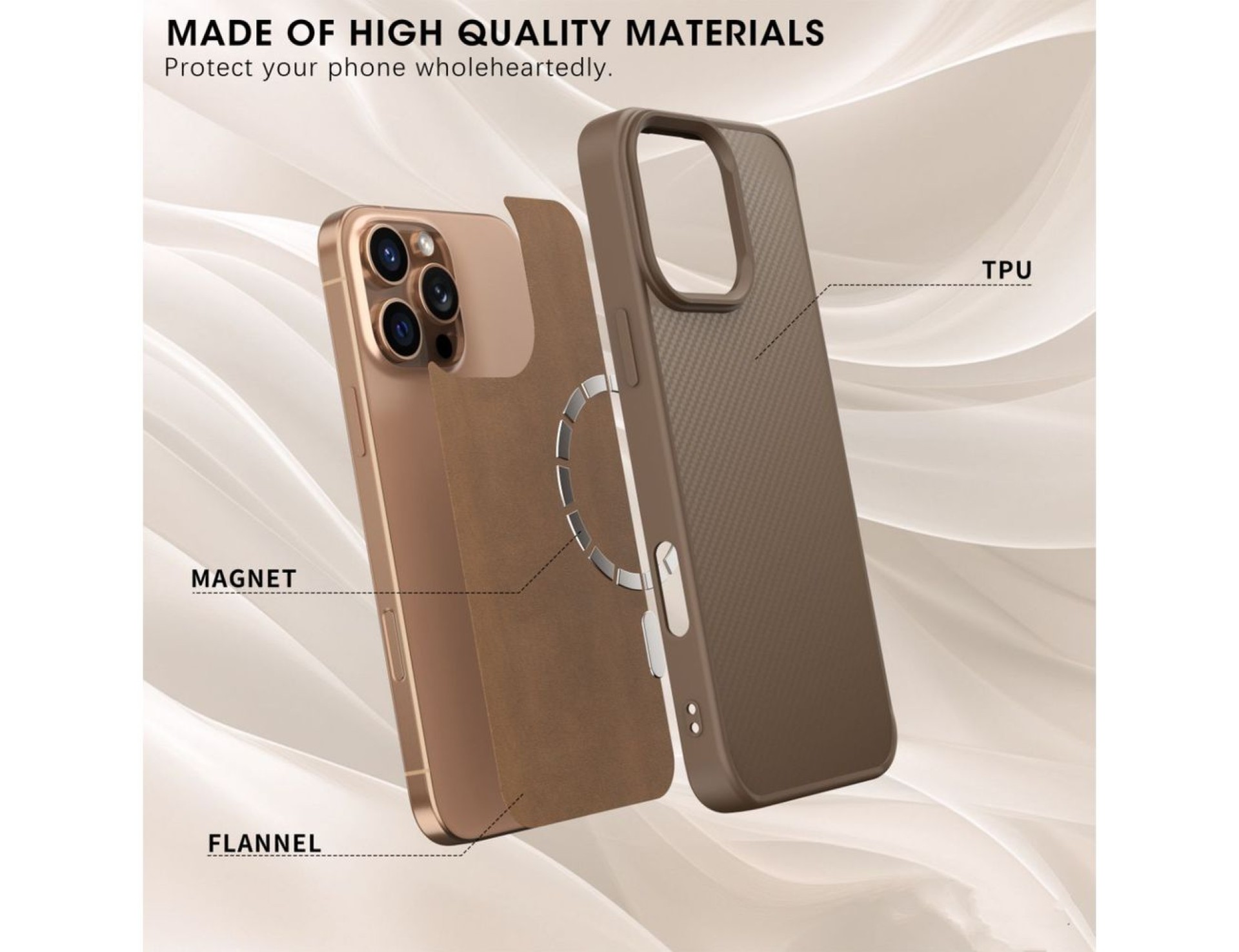 Capa Wozinsky em fibra de carbono com MagSafe para Samsung Galaxy S25+ - Marrom
