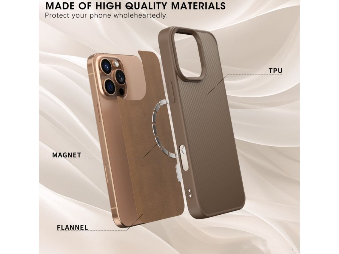 Capa Wozinsky em fibra de carbono com MagSafe para Samsung Galaxy S25+ - Marrom