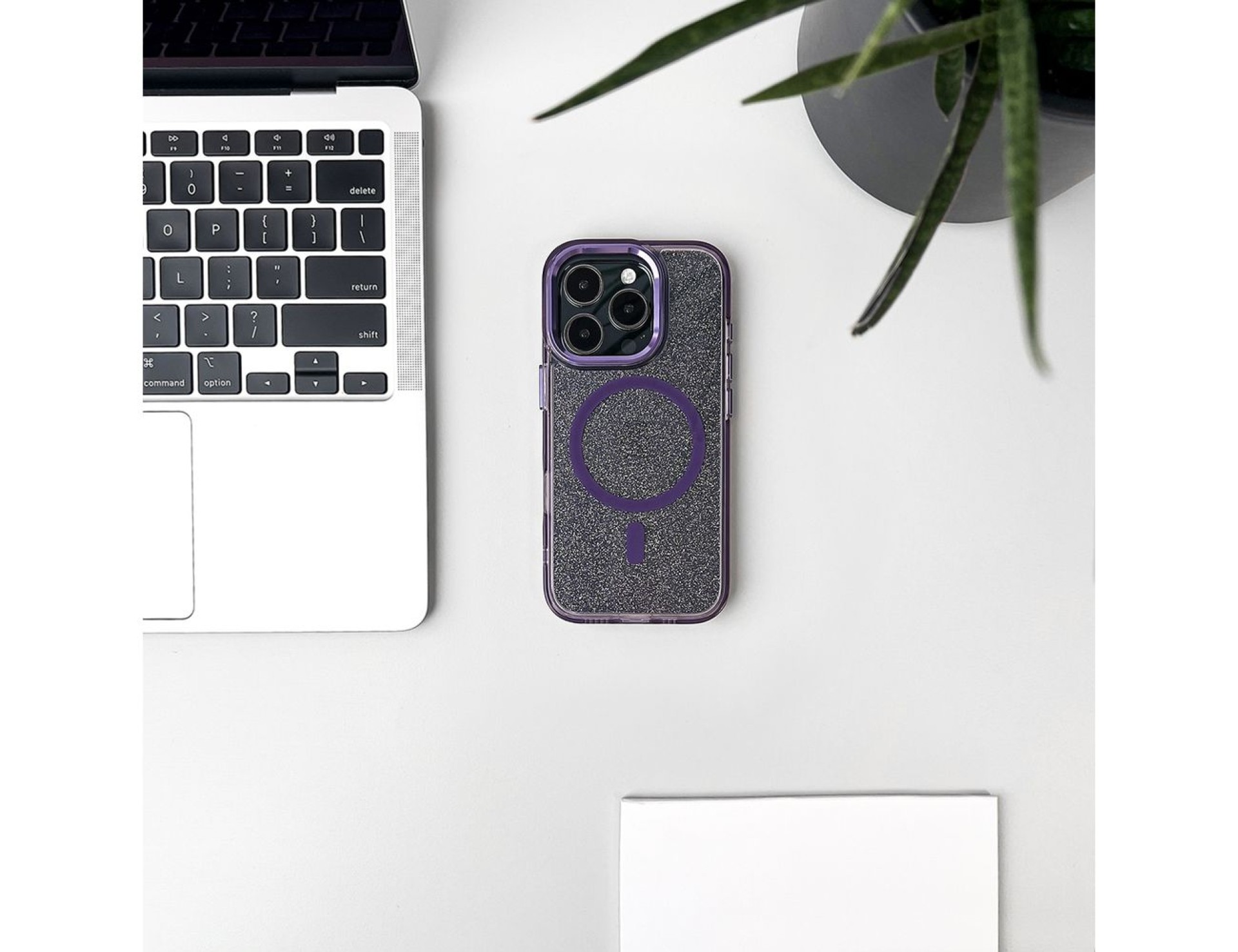 Funda Wozinsky Glitter con Mag Safe para Samsung Galaxy S25 - Morado con purpurina