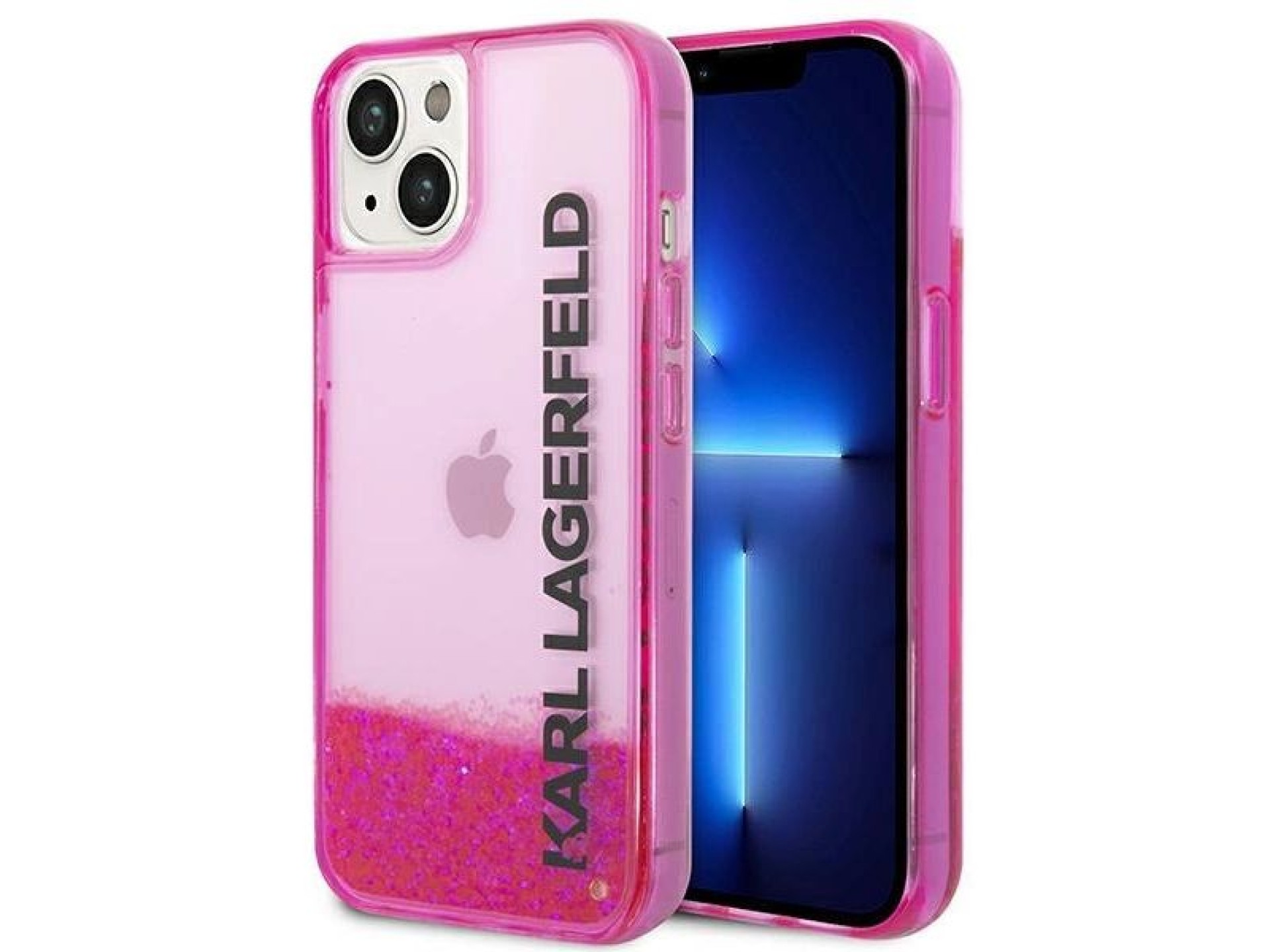 Capa alongada Karl Lagerfeld Liquid Glitter para iPhone 14 Plus - Rosa