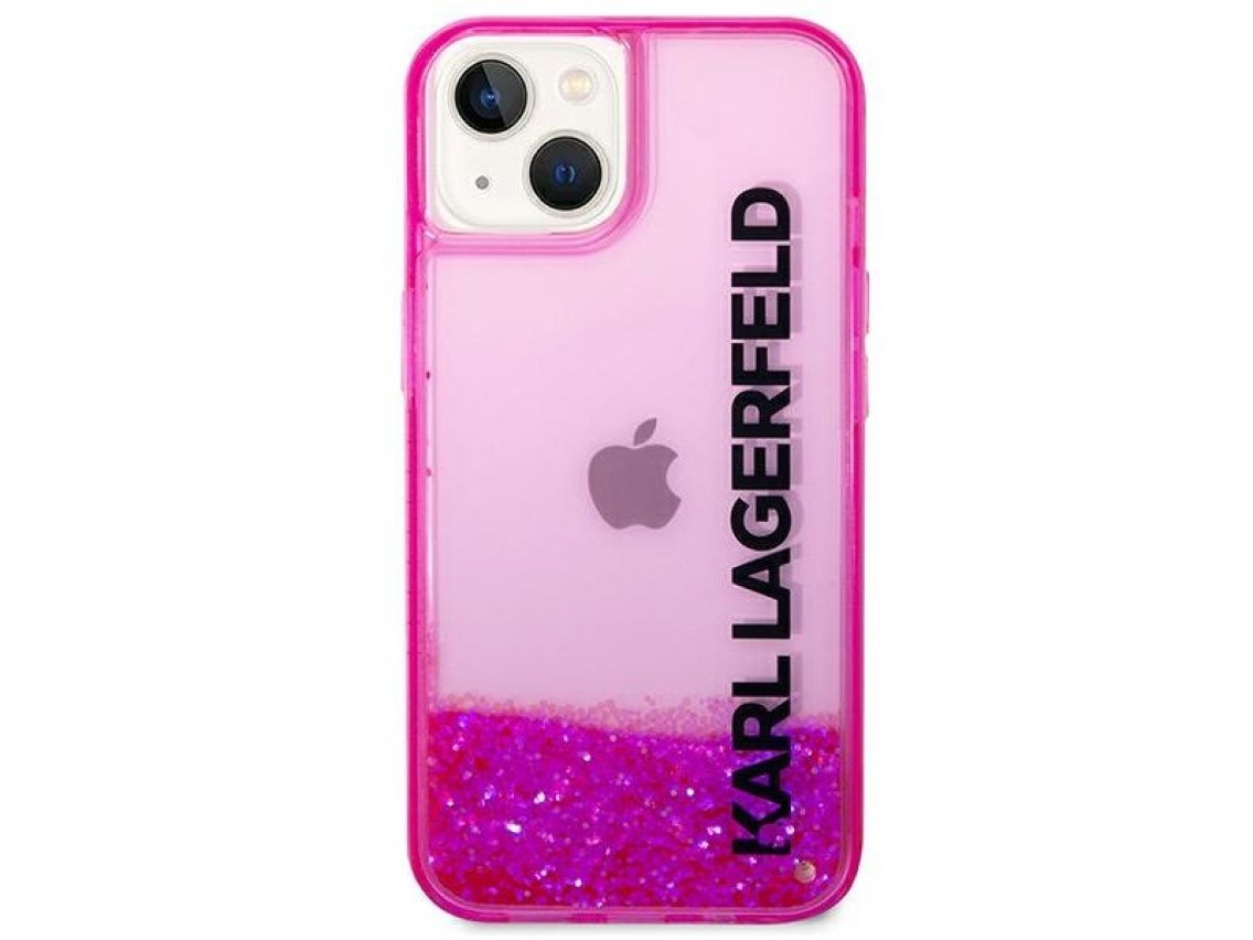 Capa alongada Karl Lagerfeld Liquid Glitter para iPhone 14 Plus - Rosa