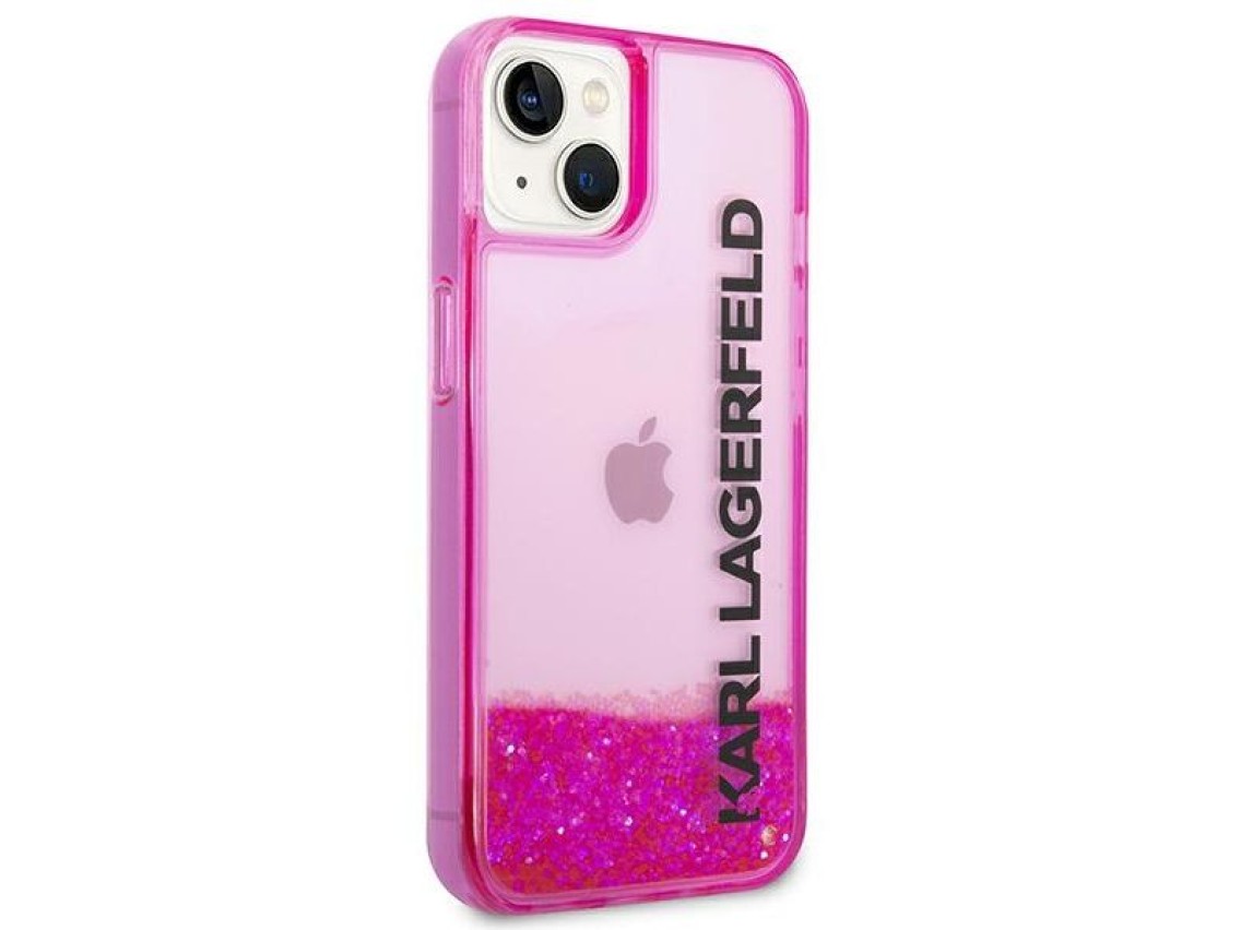 Capa alongada Karl Lagerfeld Liquid Glitter para iPhone 14 Plus - Rosa