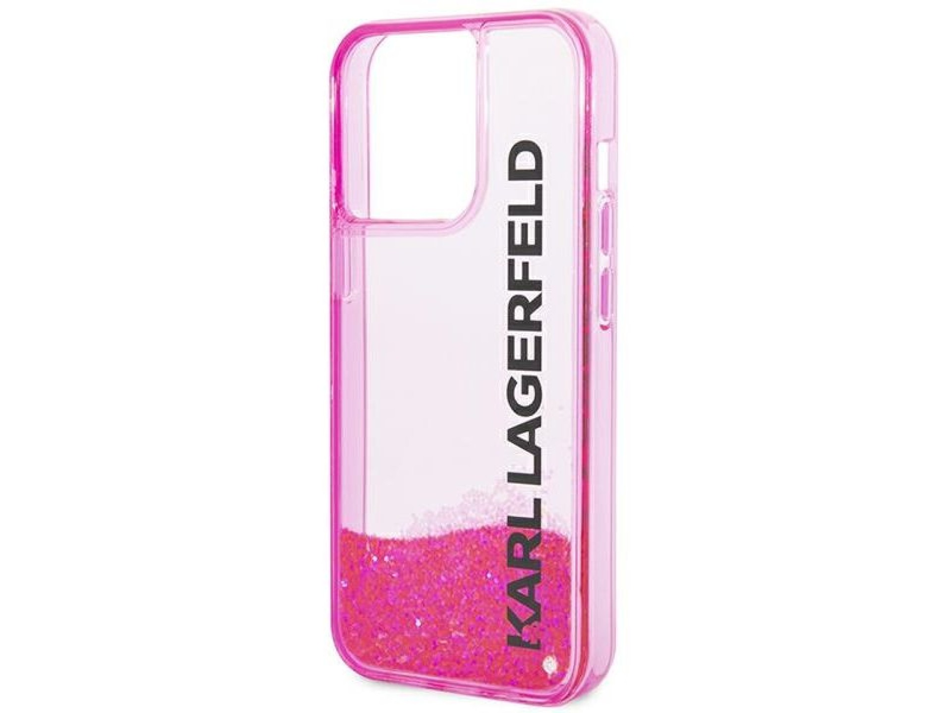 Capa alongada Karl Lagerfeld Liquid Glitter para iPhone 14 Pro - Rosa