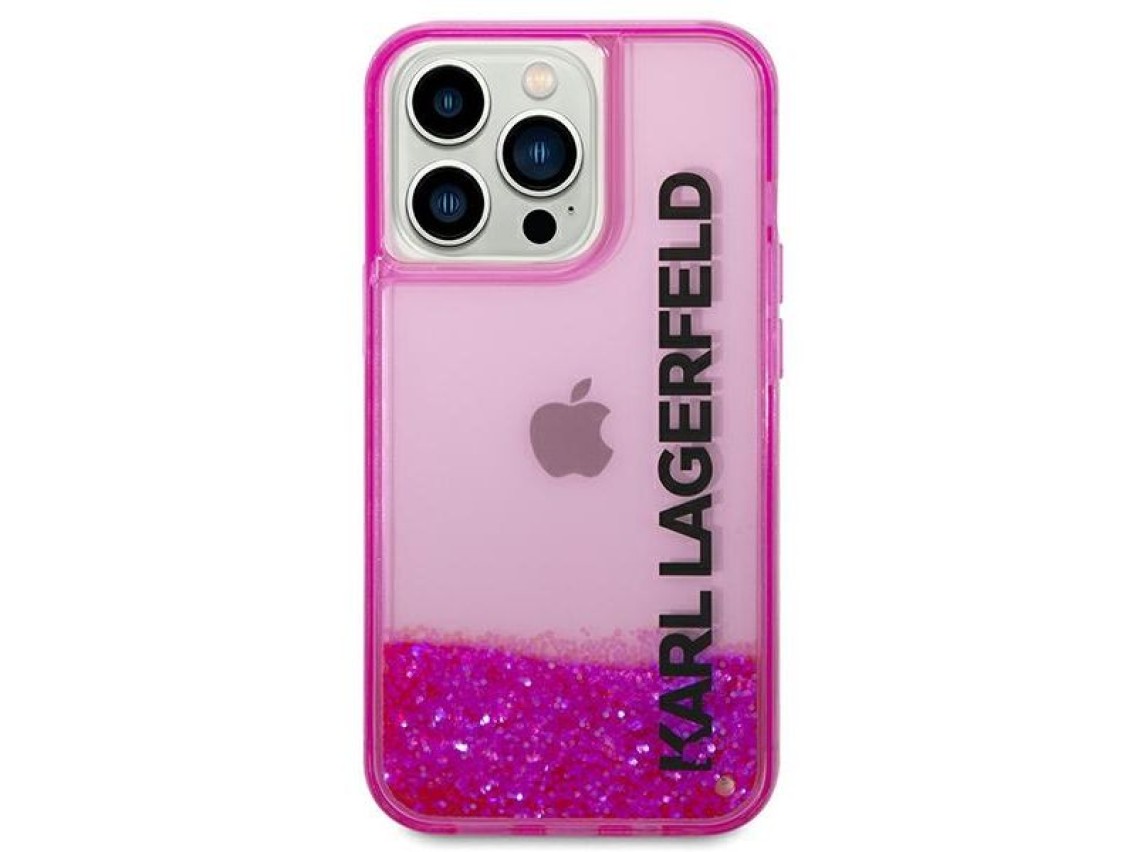 Karl Lagerfeld KLHCP14XLCKVF iPhone 14 Pro Max 6.7" rosa / funda rígida rosa con purpurina líquida a