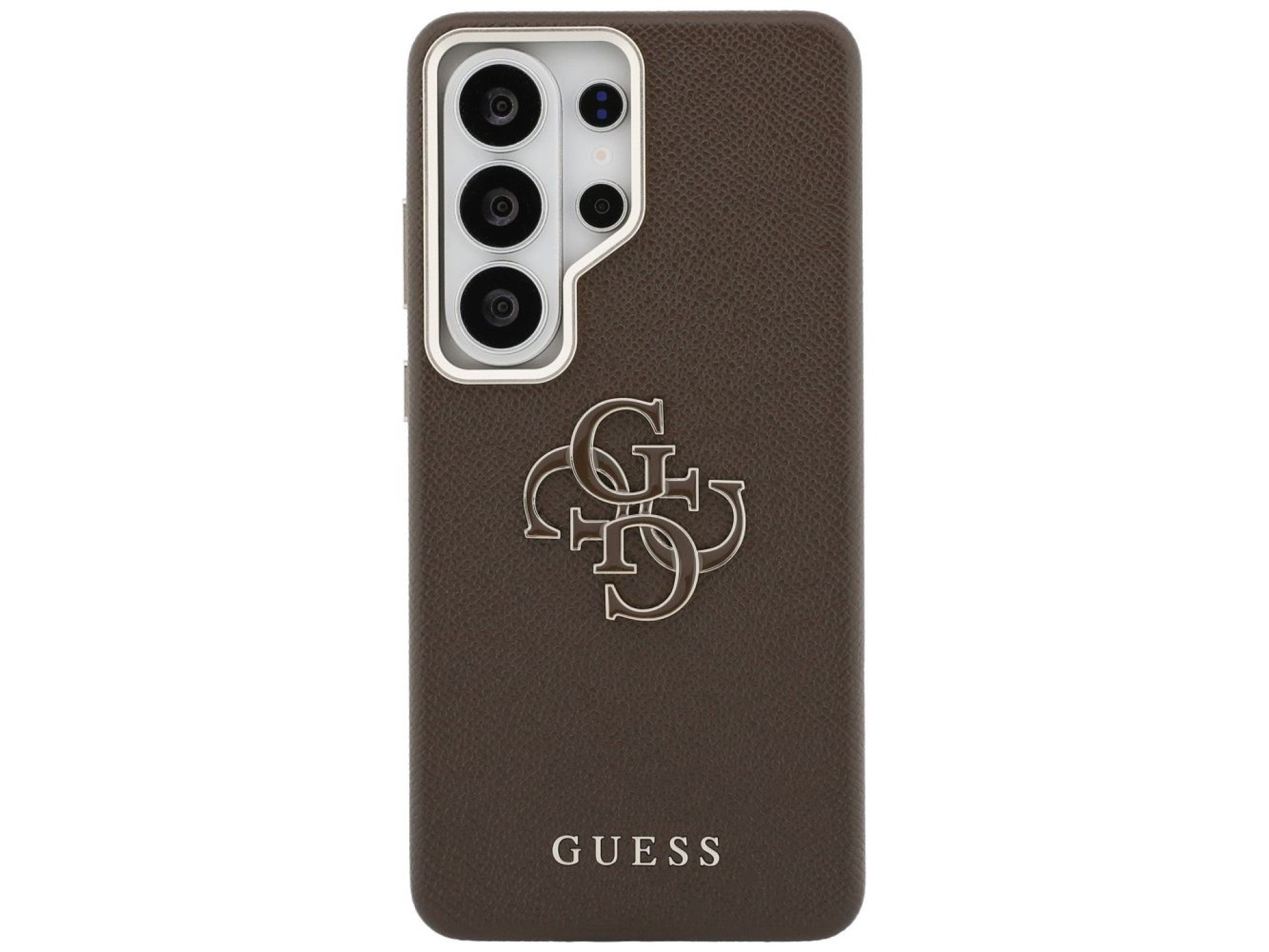 Capa Guess Granulada com Logo Grande 4G em Metal para Samsung Galaxy S26 Ultra - Marrom