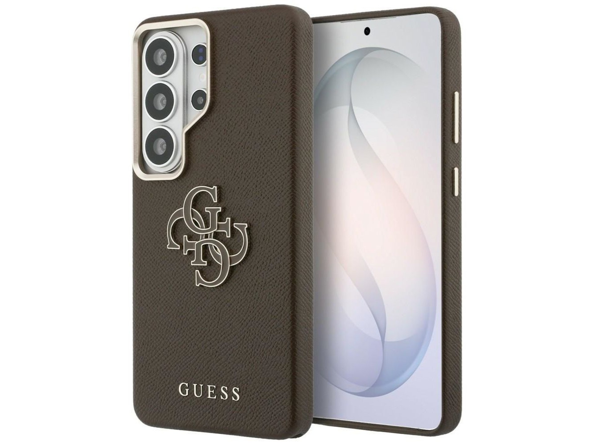 Capa Guess Granulada com Logo Grande 4G em Metal para Samsung Galaxy S26 Ultra - Marrom