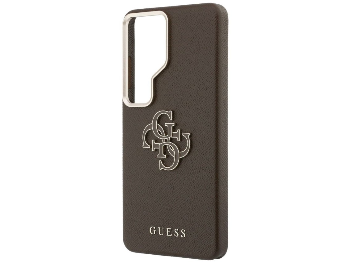 Capa Guess Granulada com Logo Grande 4G em Metal para Samsung Galaxy S26 Ultra - Marrom