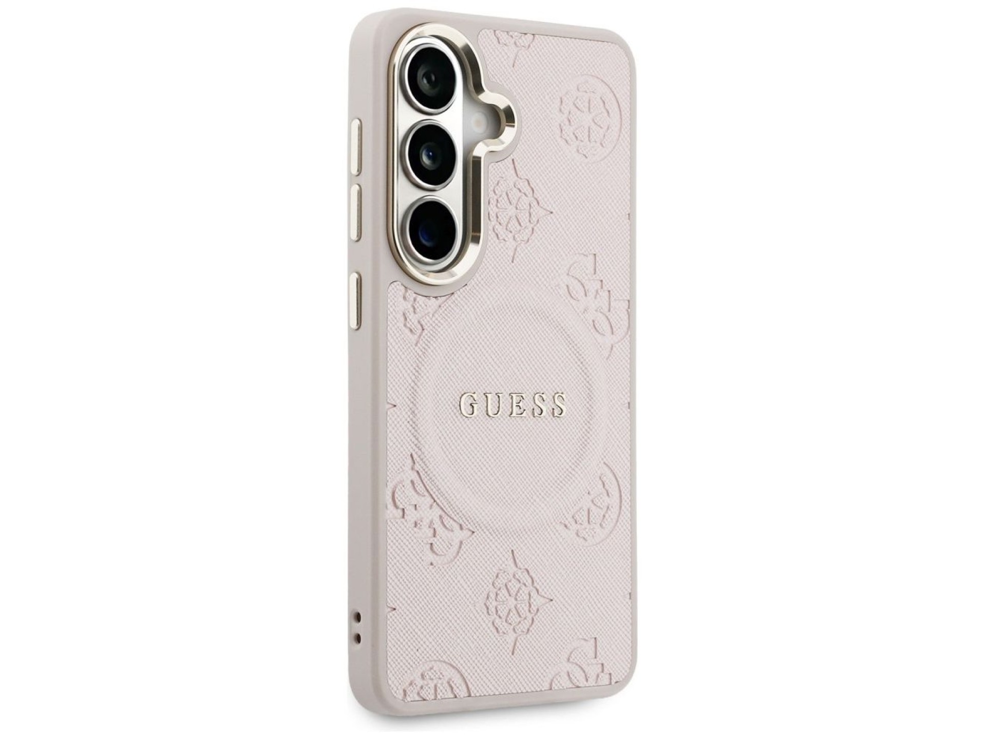 Guess Saffiano Peony Embossed Ring MagSafe Case for Samsung Galaxy S26+ - Pink