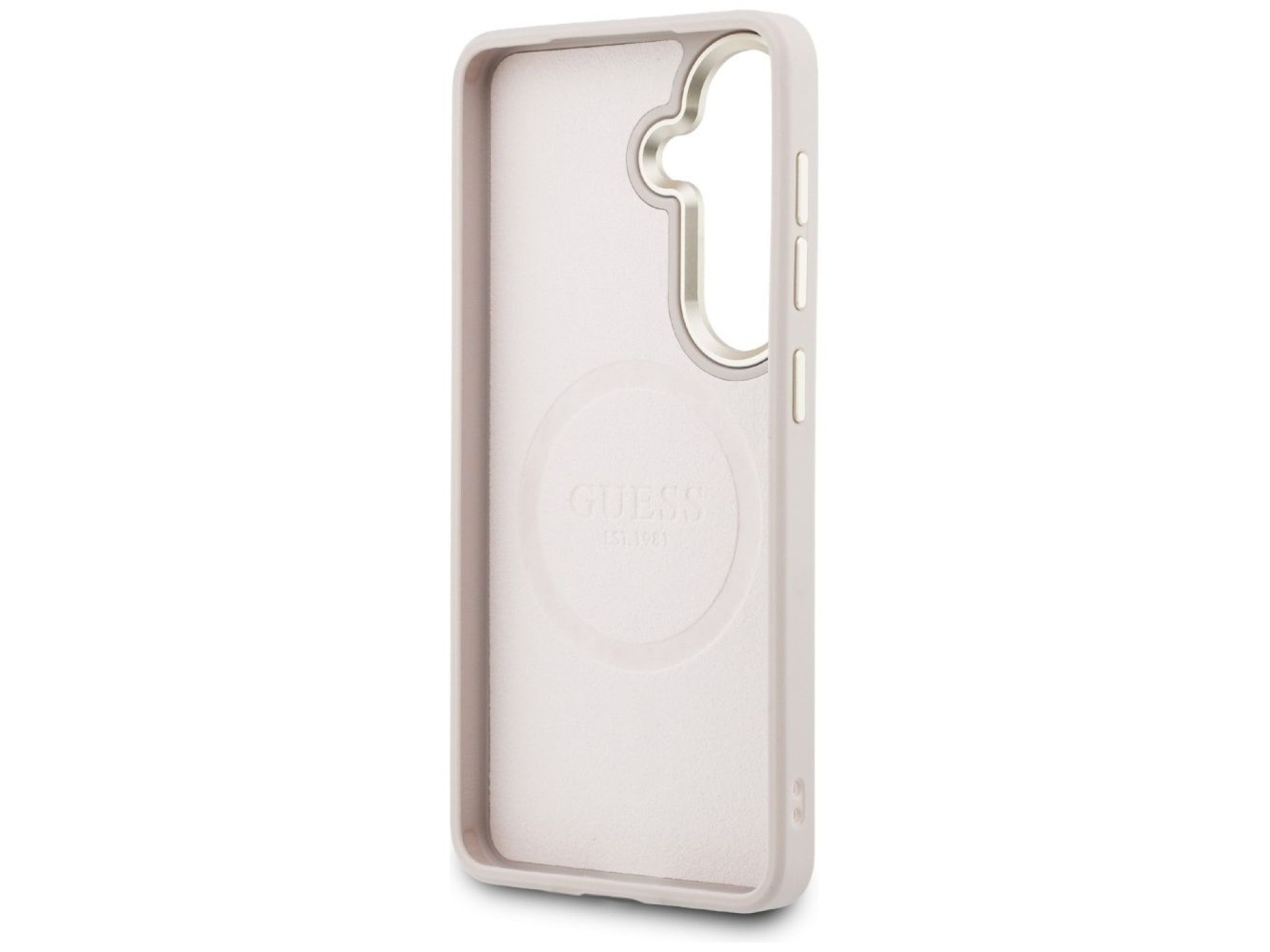 Guess Saffiano Peony Embossed Ring MagSafe Case for Samsung Galaxy S26+ - Pink