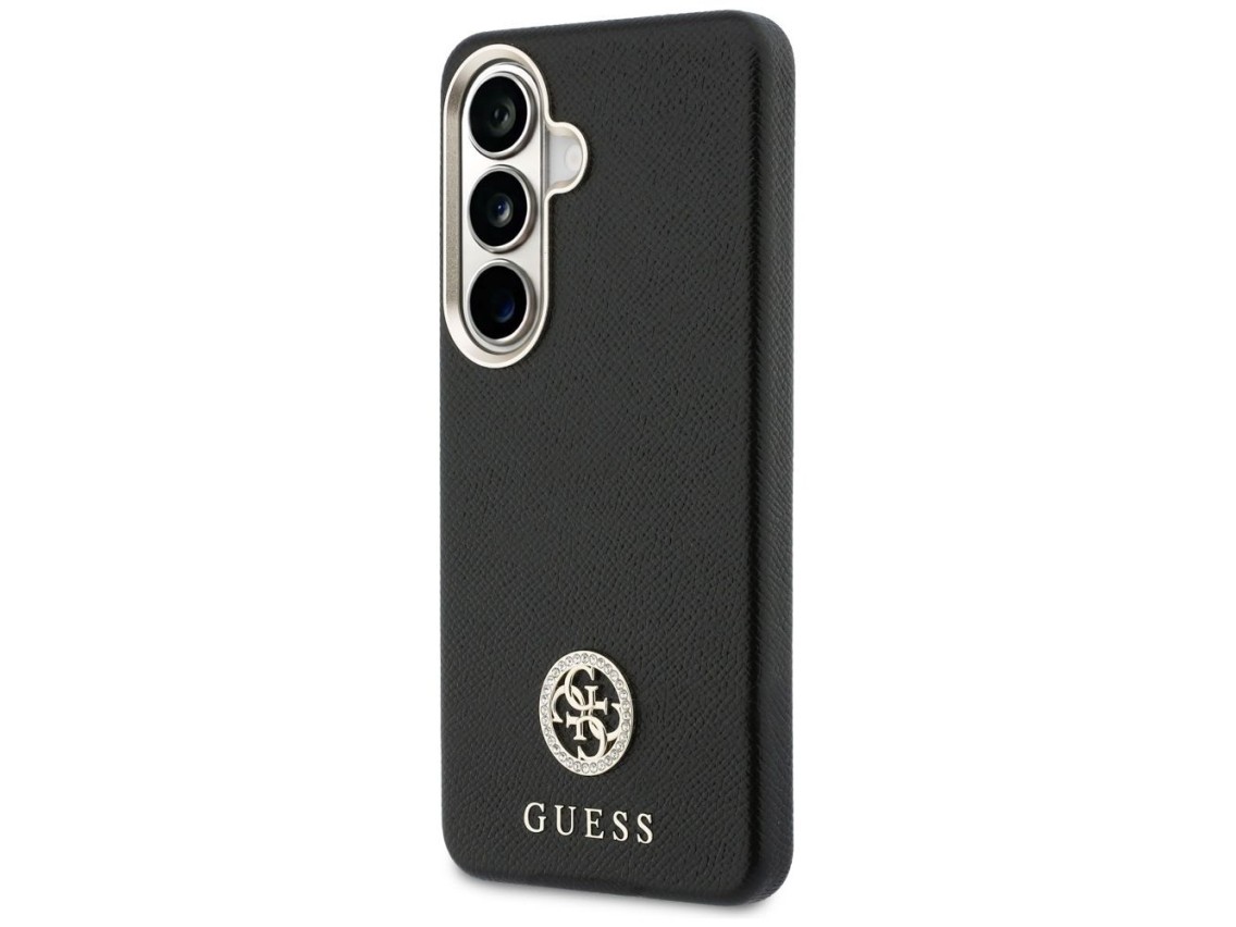 Capa MagSafe com logo redondo cravejado de strass da Guess para Samsung Galaxy S26+ - Preta