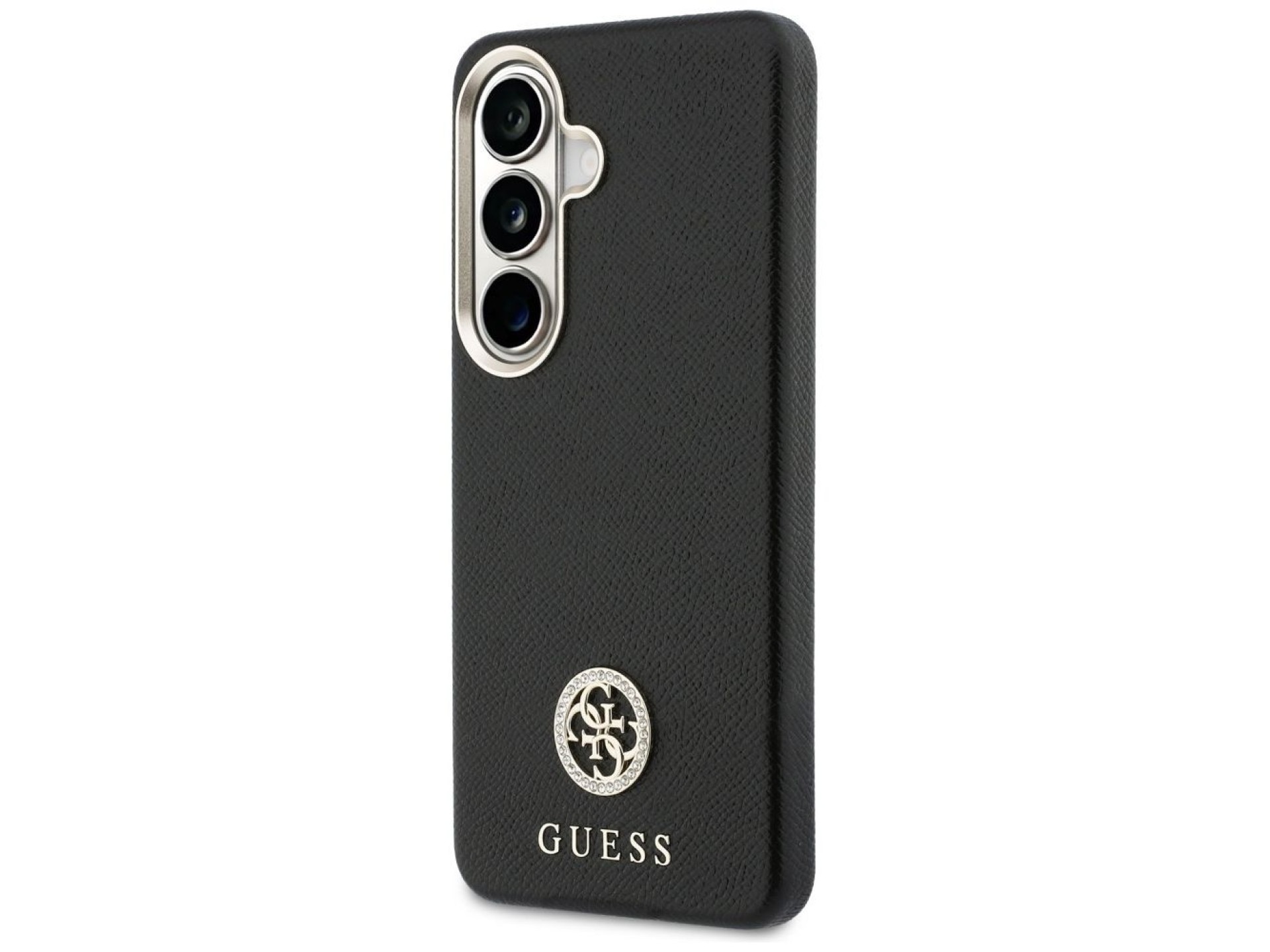 Capa MagSafe com logo redondo cravejado de strass da Guess para Samsung Galaxy S26+ - Preta