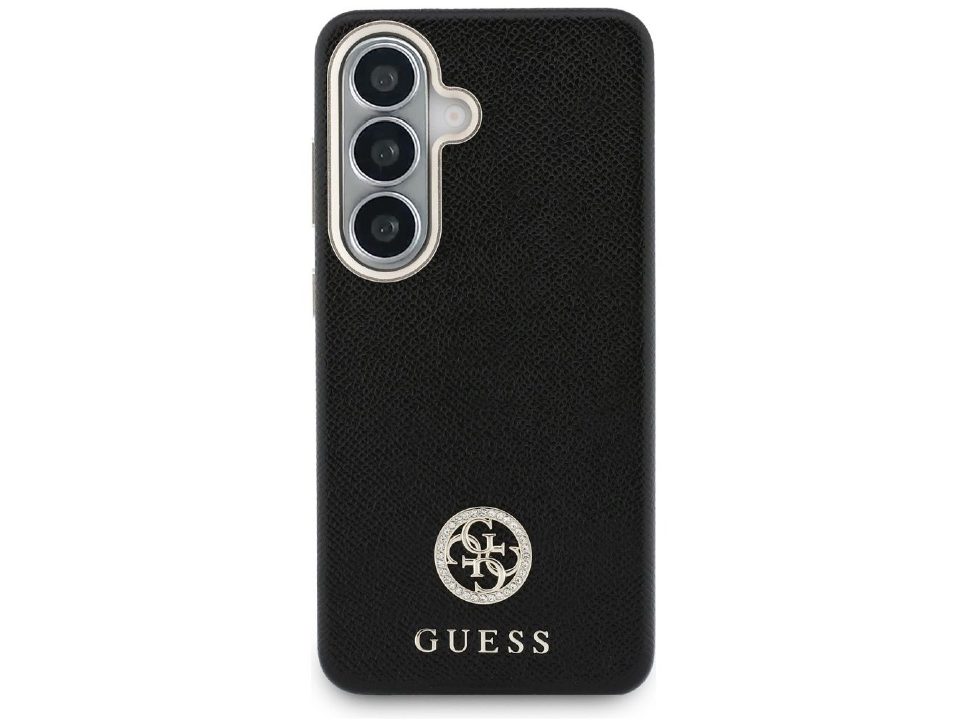 Capa MagSafe com logo redondo cravejado de strass da Guess para Samsung Galaxy S26+ - Preta