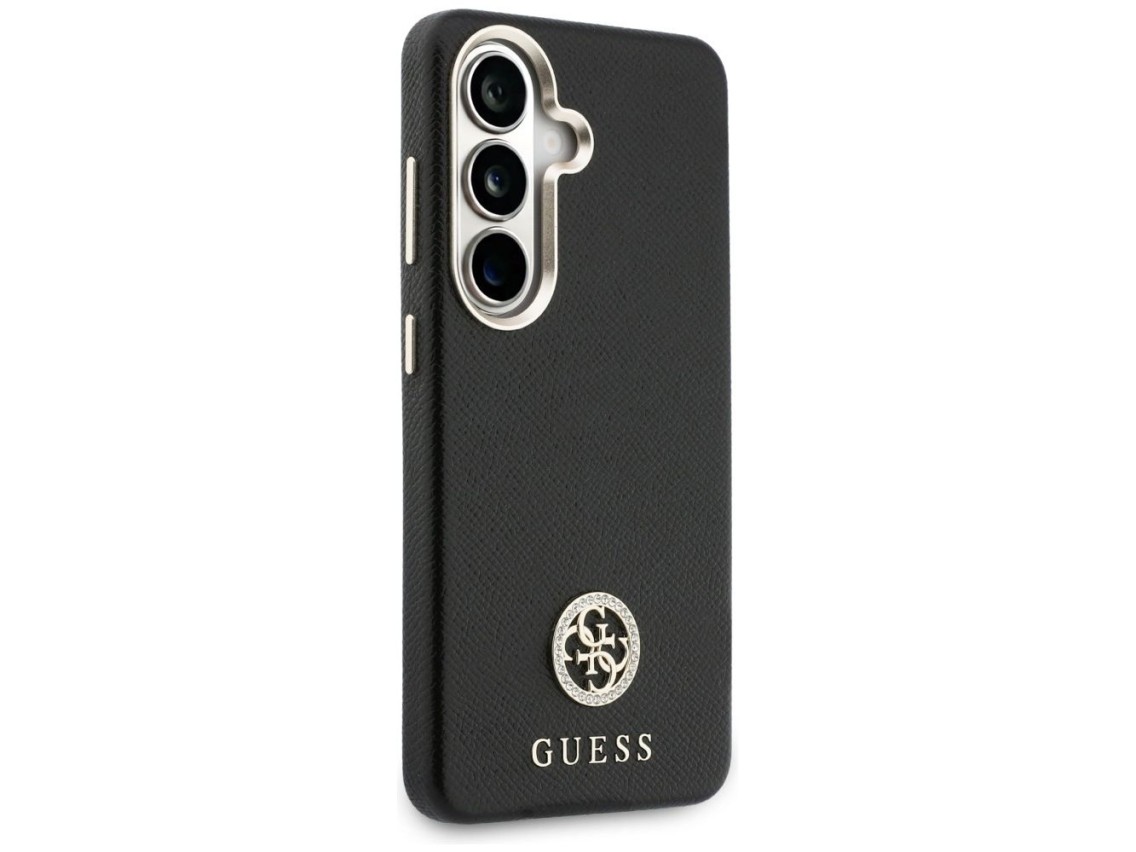 Capa MagSafe com logo redondo cravejado de strass da Guess para Samsung Galaxy S26+ - Preta