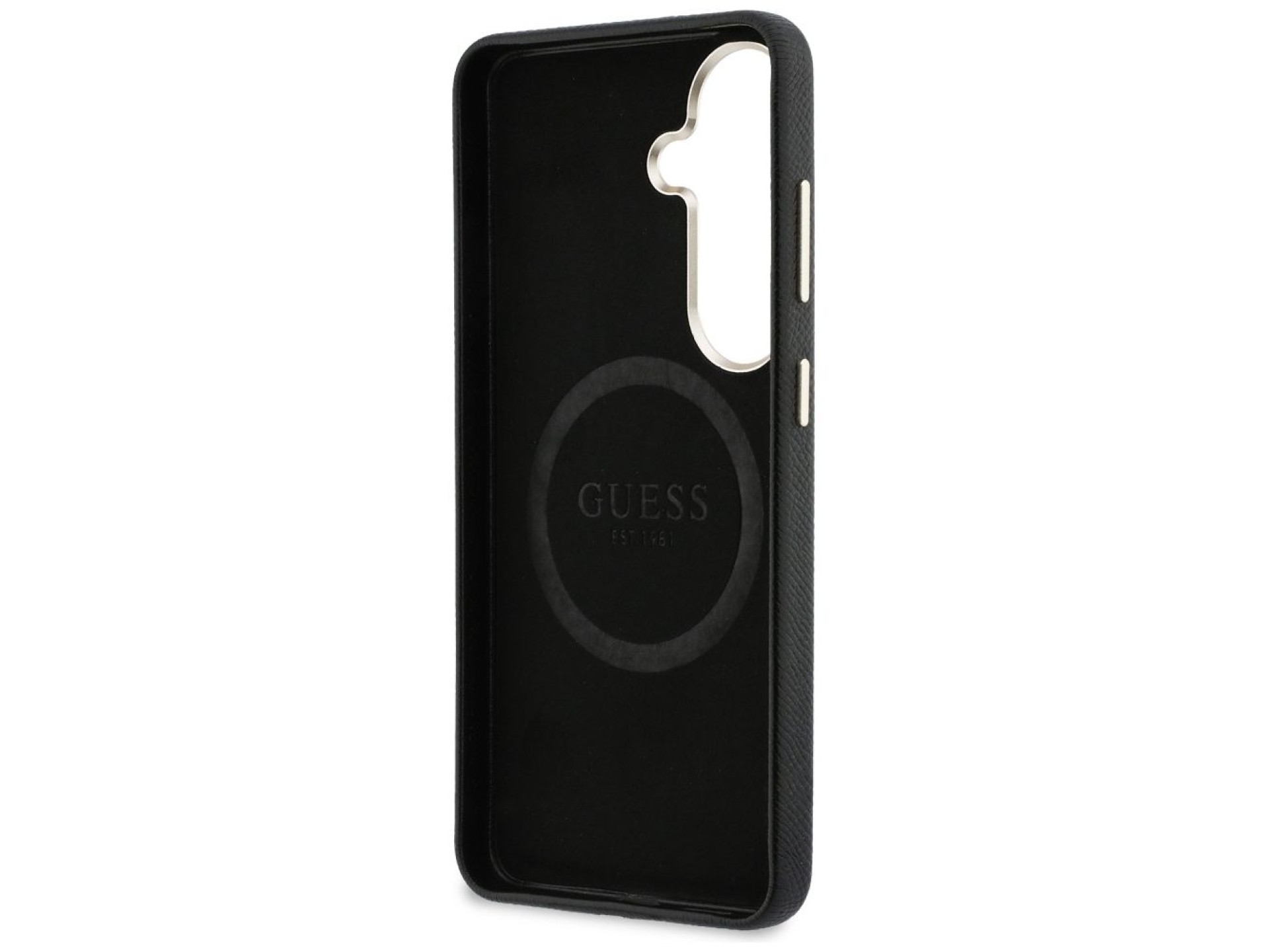 Capa MagSafe com logo redondo cravejado de strass da Guess para Samsung Galaxy S26+ - Preta