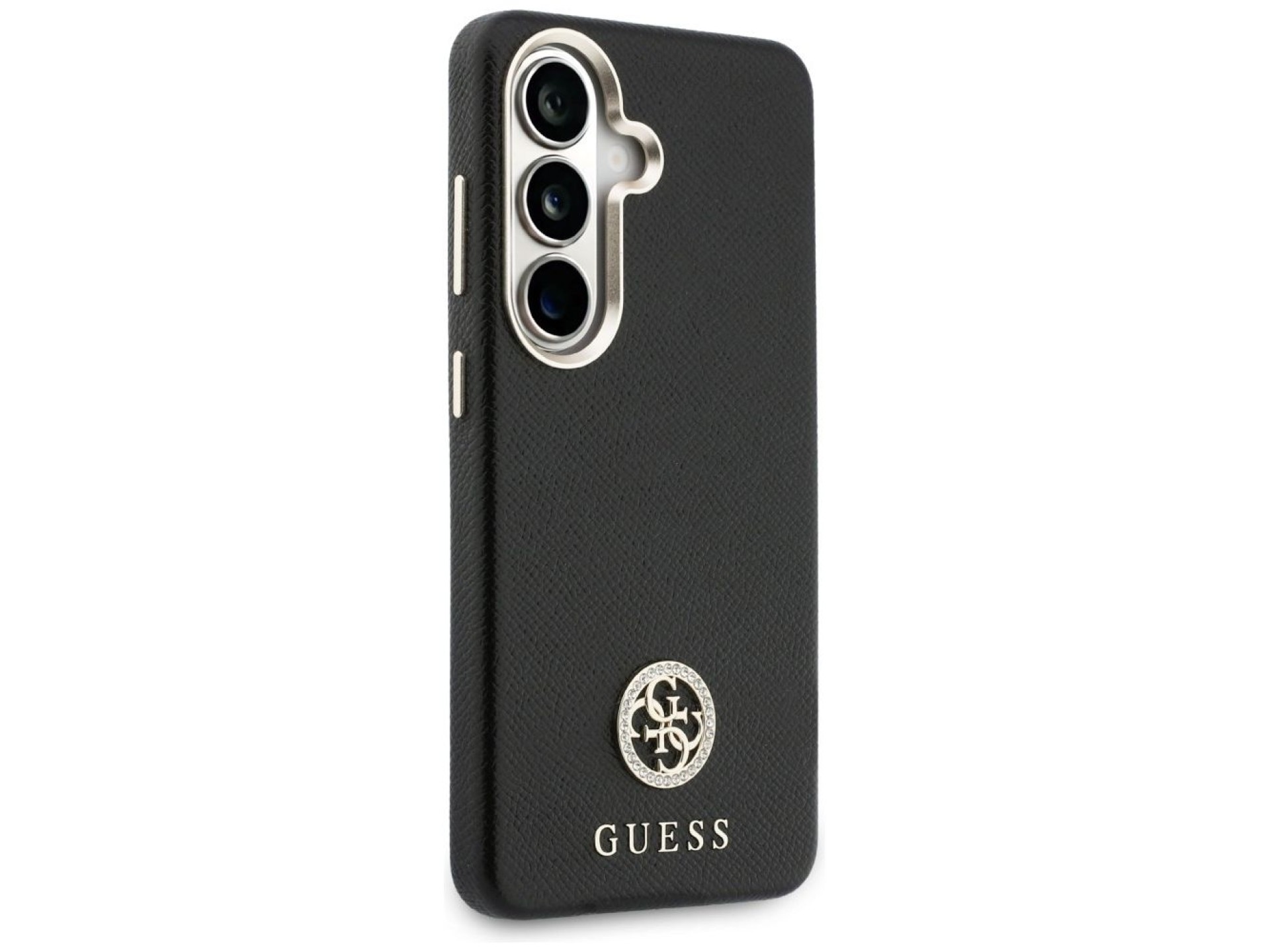 Capa MagSafe com logo redondo cravejado de strass da Guess para Samsung Galaxy S26+ - Preta