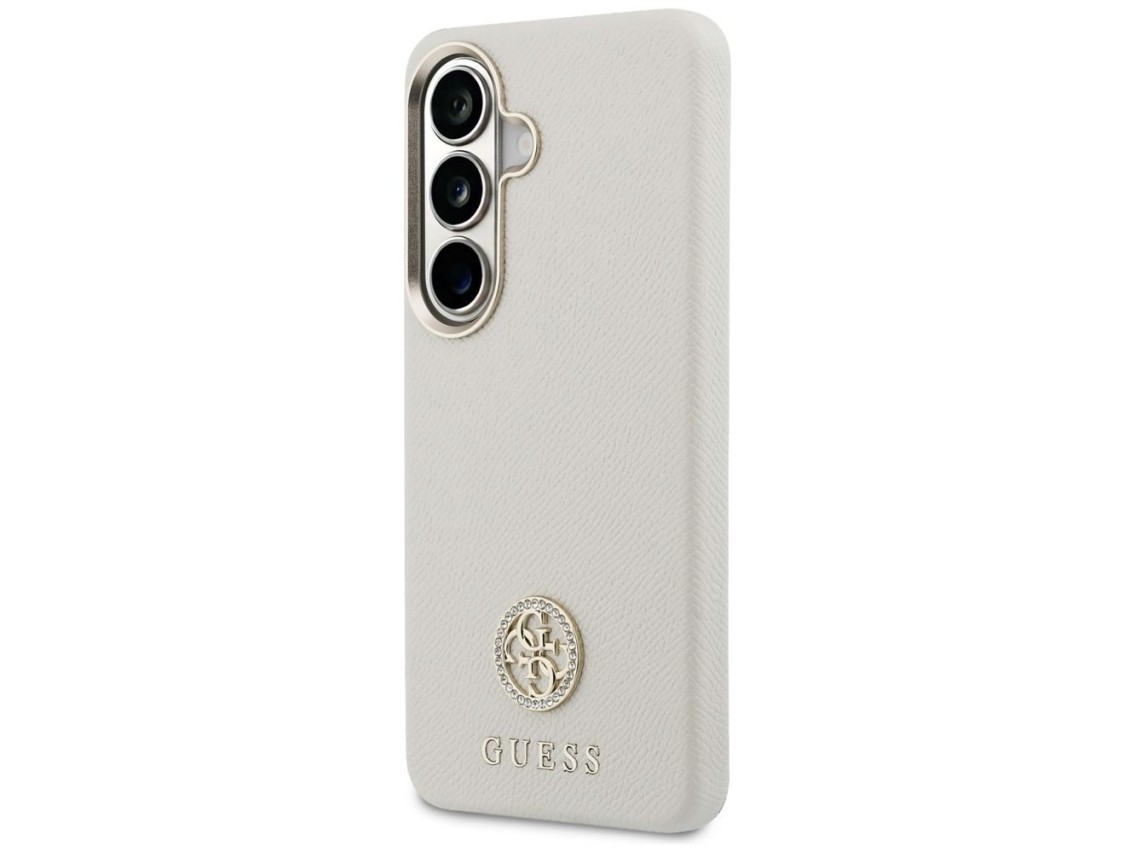 Capa MagSafe Guess com logo redondo em strass para Samsung Galaxy S26 - Bege