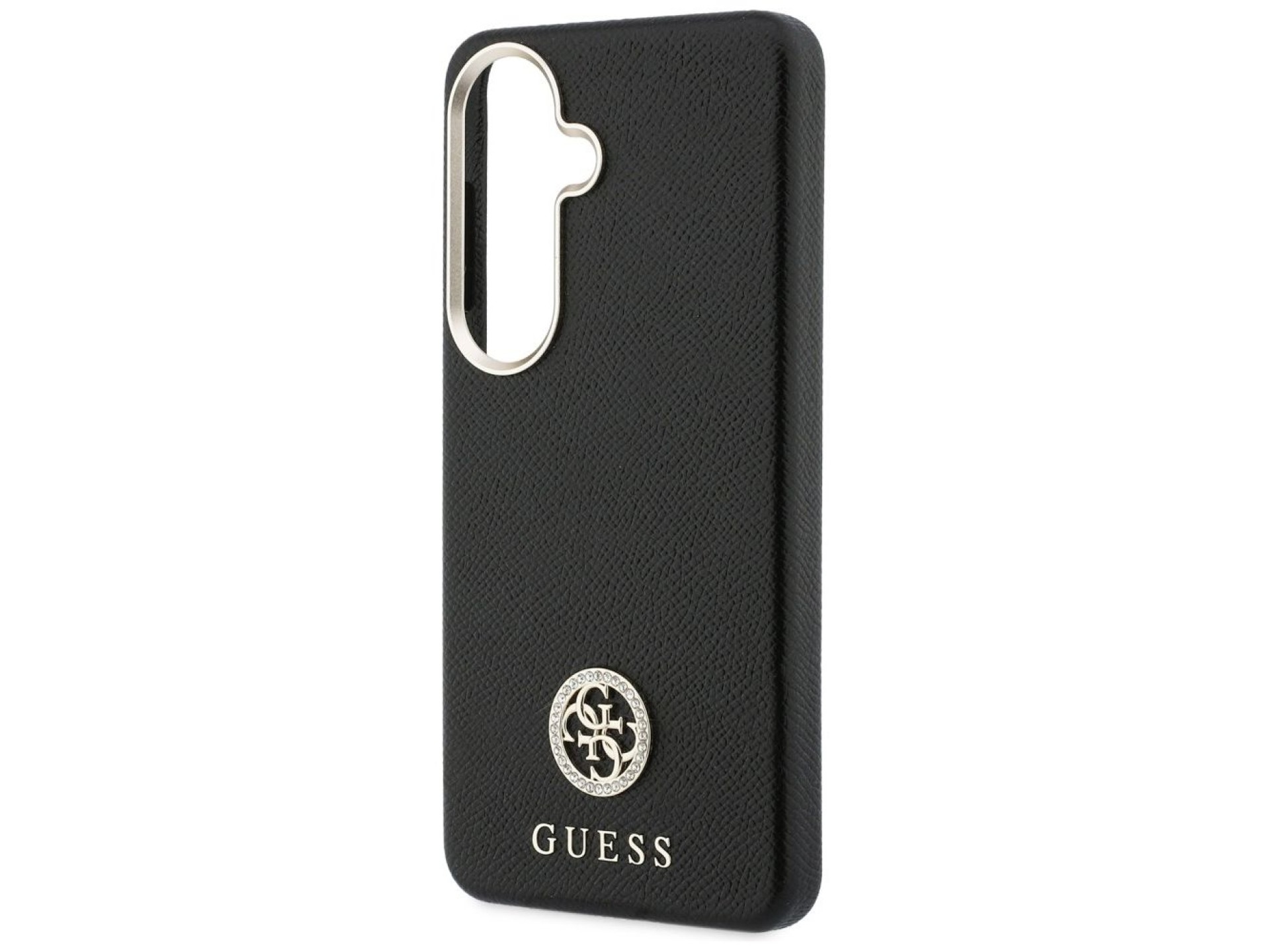 Capa MagSafe com logo redondo cravejado de strass da Guess para Samsung Galaxy S26+ - Preta