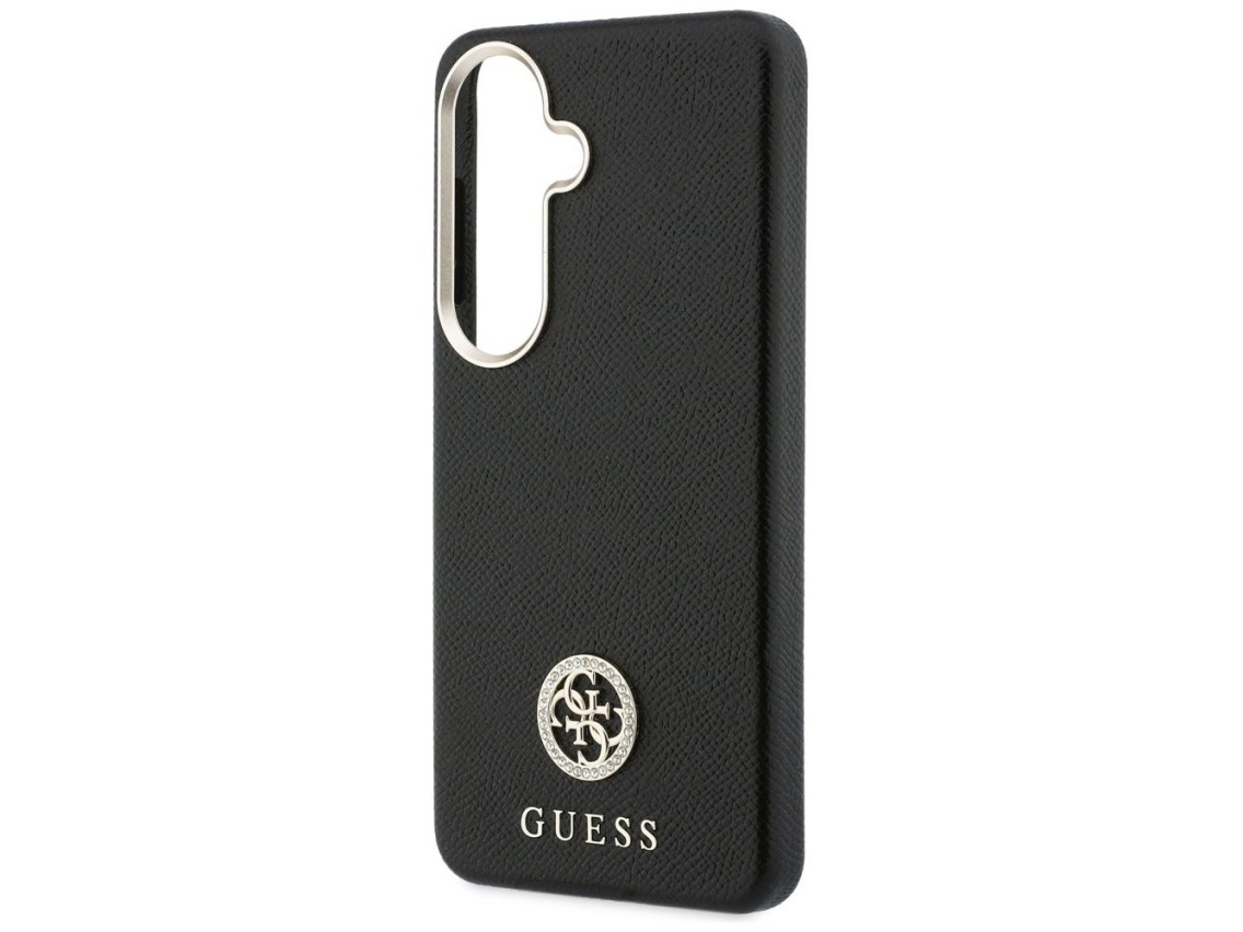 Capa MagSafe com logo redondo cravejado de strass da Guess para Samsung Galaxy S26+ - Preta