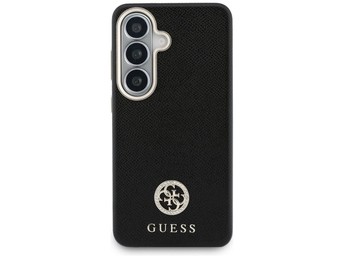Capa MagSafe com logo redondo cravejado de strass da Guess para Samsung Galaxy S26+ - Preta