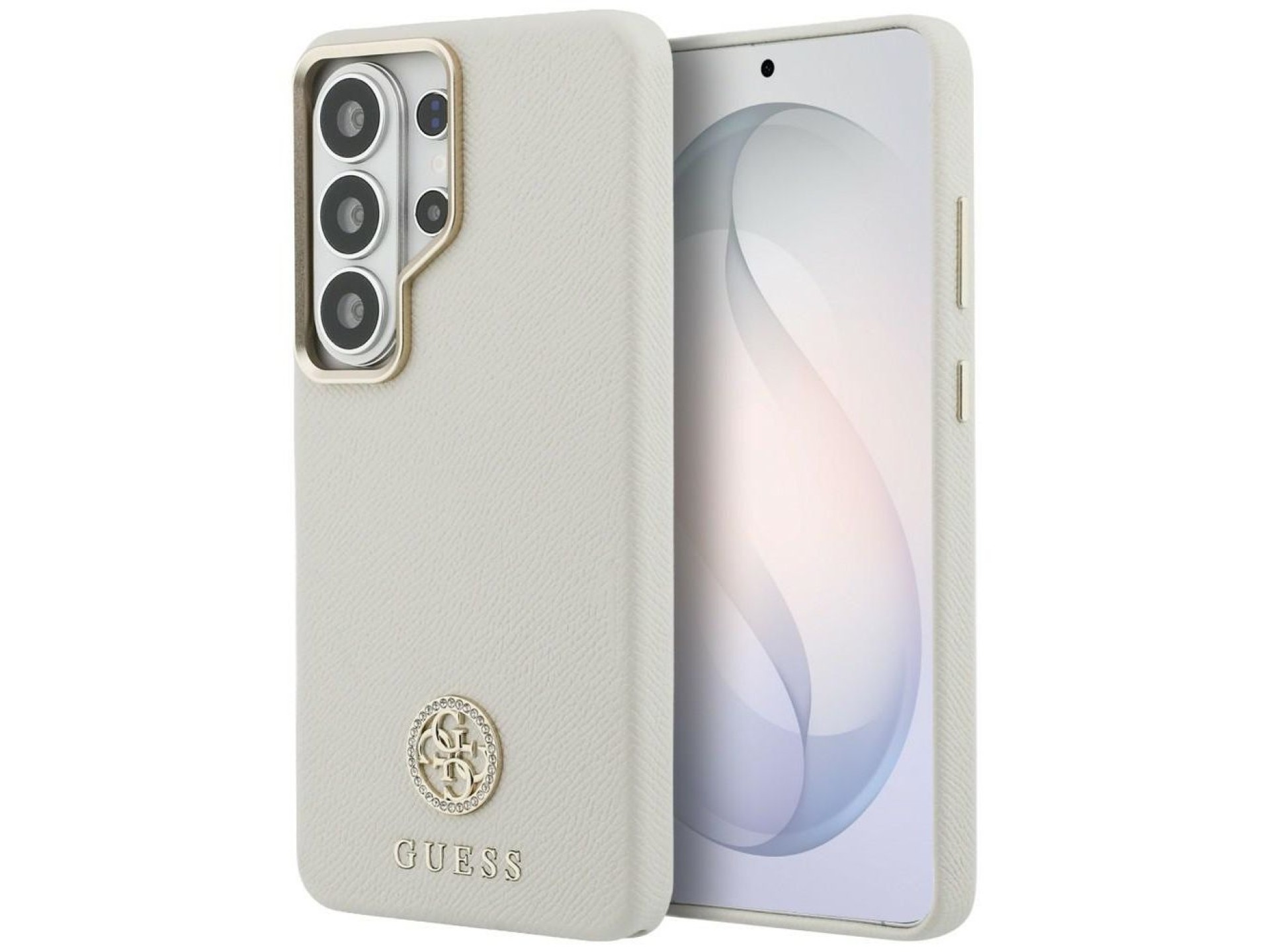 Guess Rhinestone Round Logo MagSafe Case for Samsung Galaxy S26 Ultra - Beige