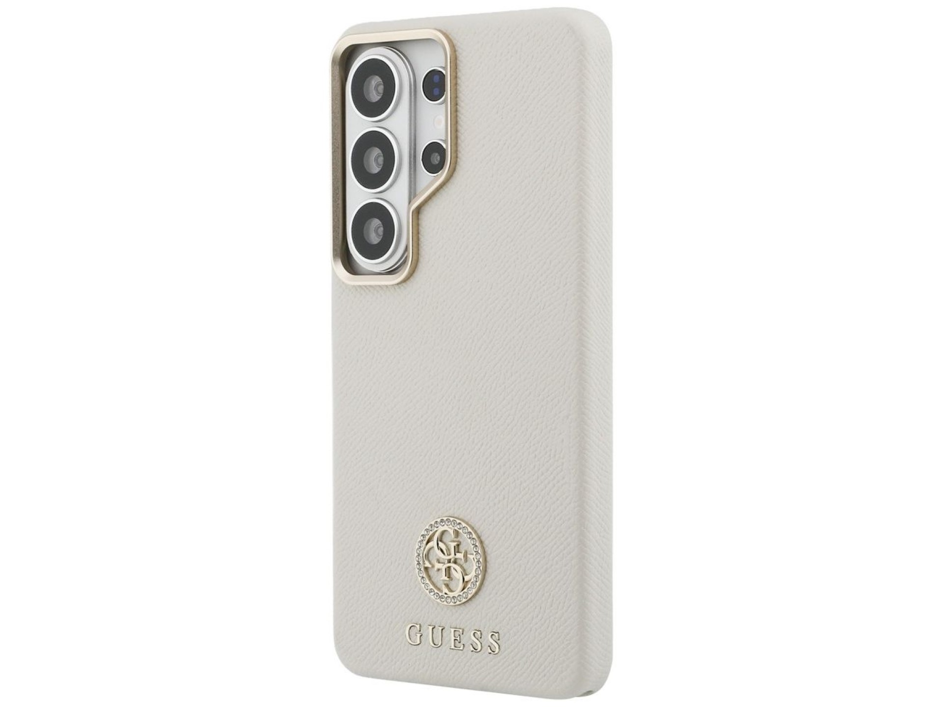 Guess Rhinestone Round Logo MagSafe Case for Samsung Galaxy S26 Ultra - Beige
