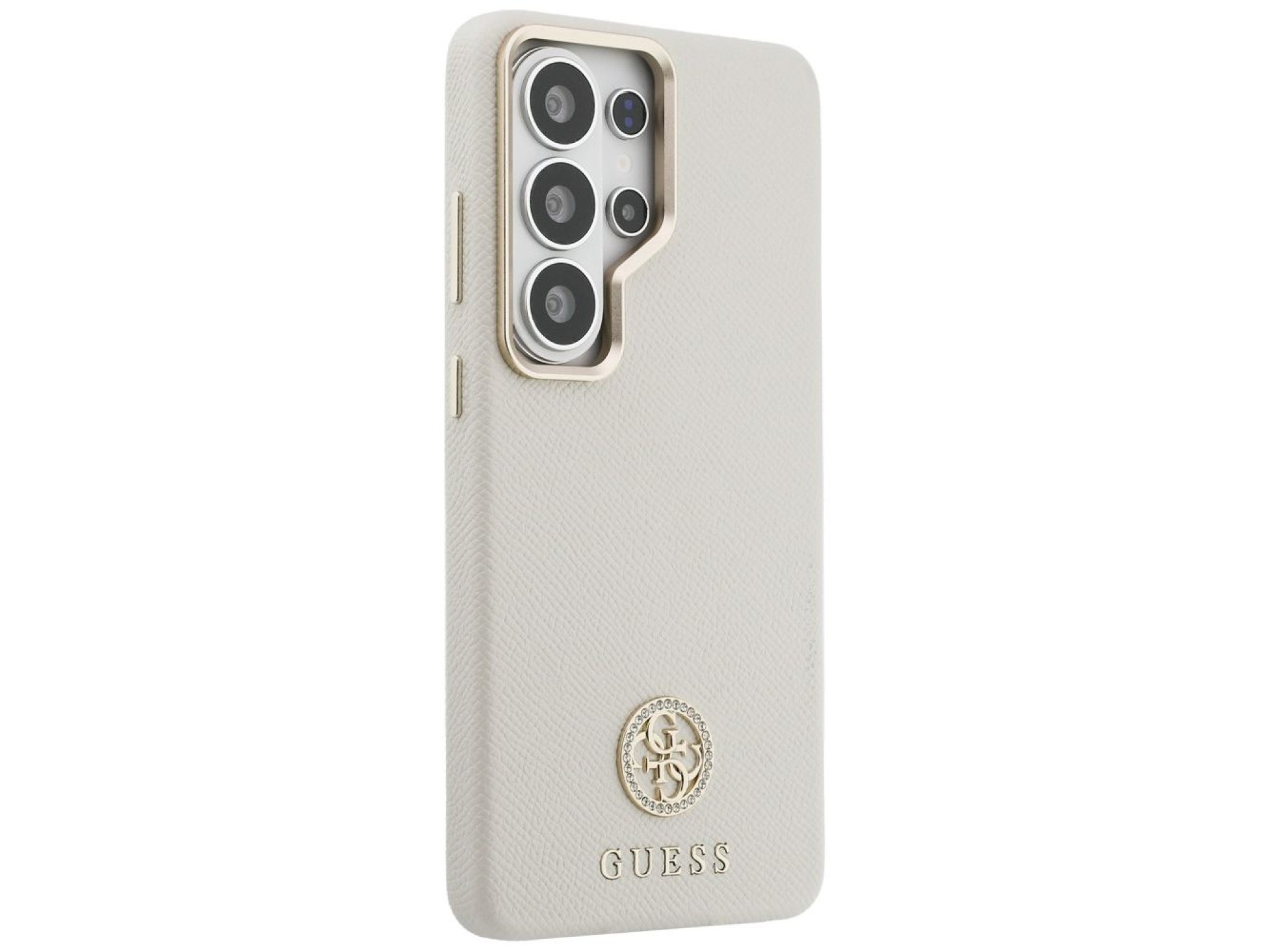 Guess Rhinestone Round Logo MagSafe Case for Samsung Galaxy S26 Ultra - Beige
