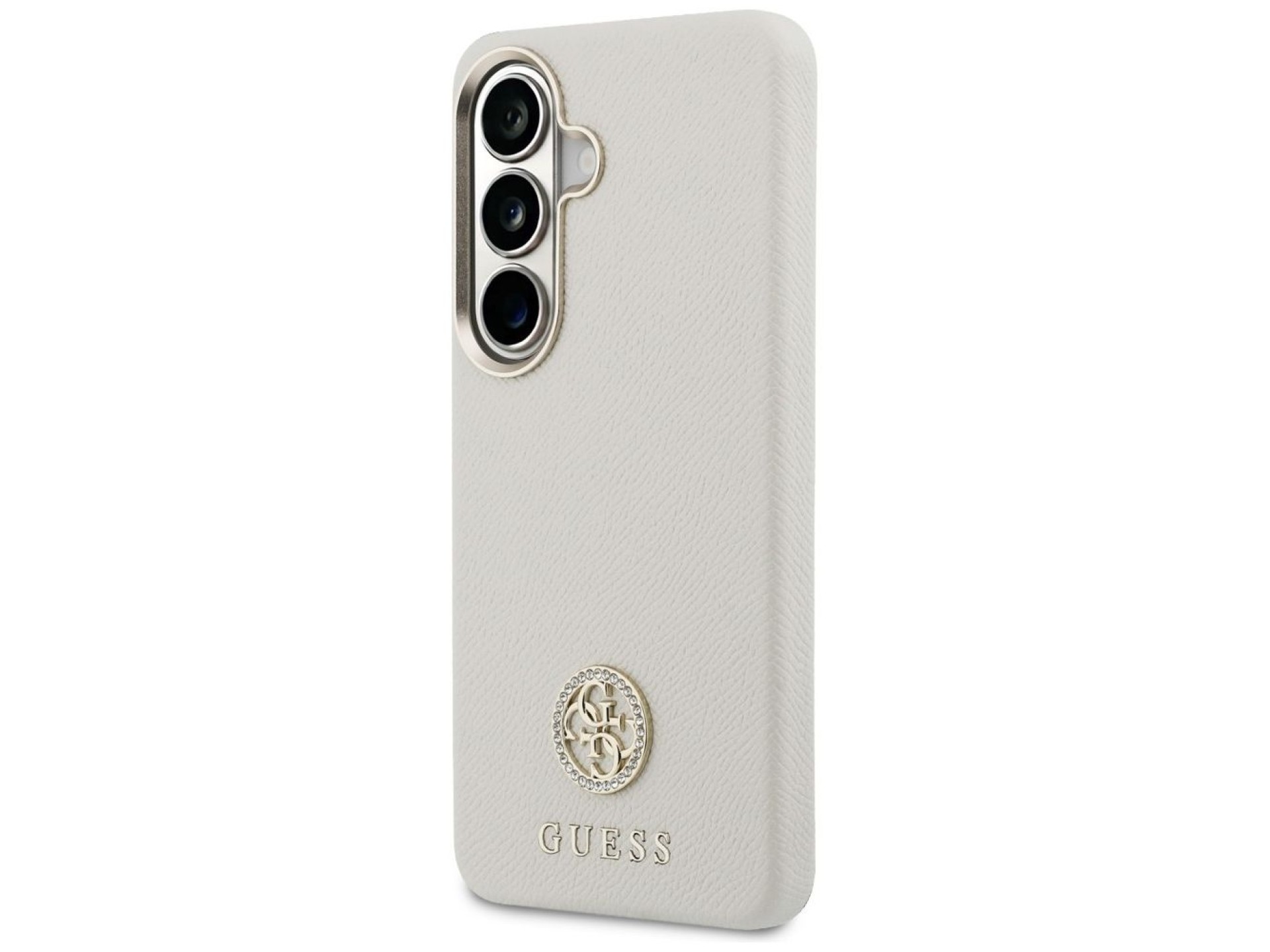 Capa MagSafe com logo redondo em strass da Guess para Samsung Galaxy S26+ - Bege
