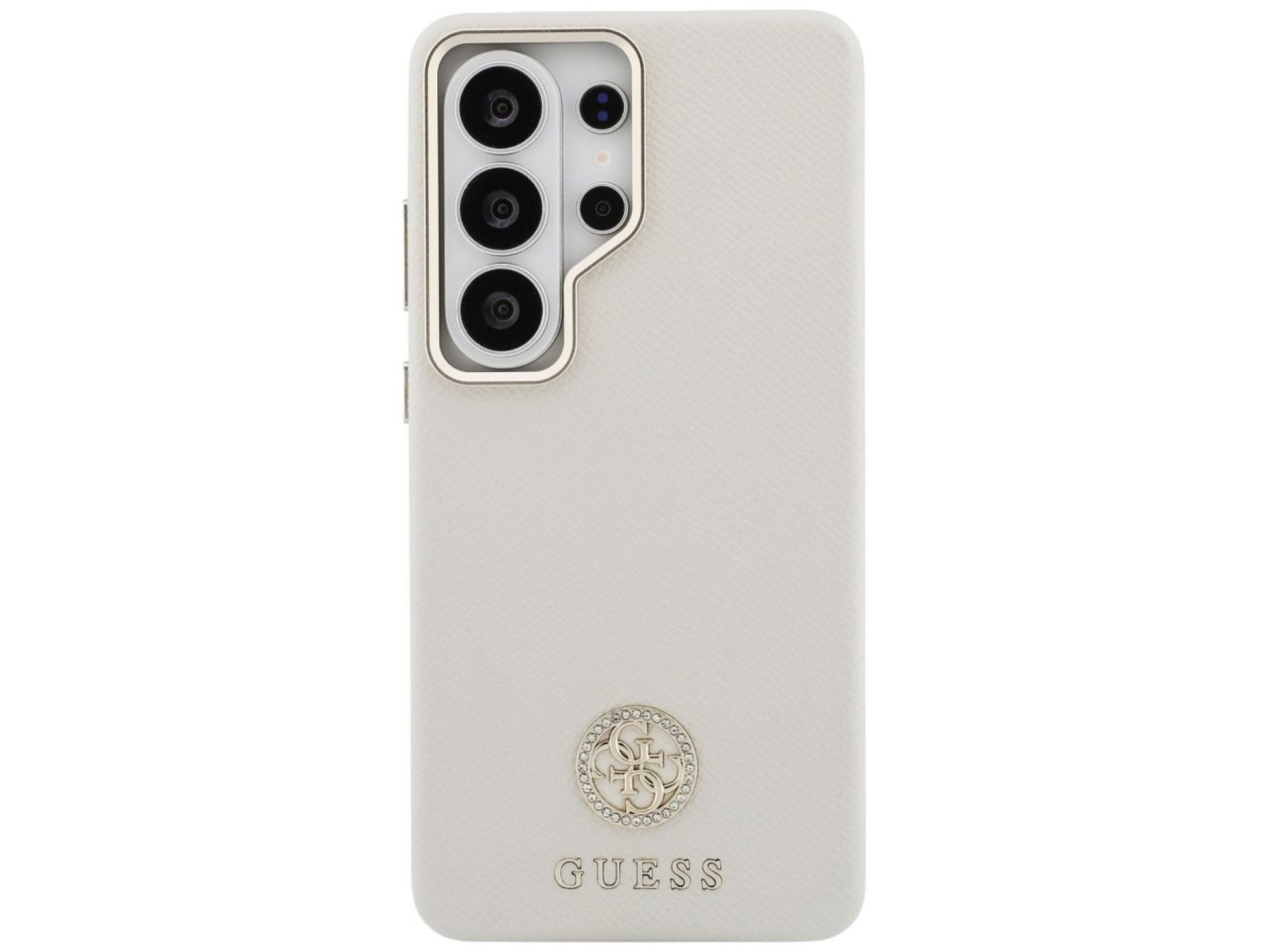 Guess Rhinestone Round Logo MagSafe Case for Samsung Galaxy S26 Ultra - Beige
