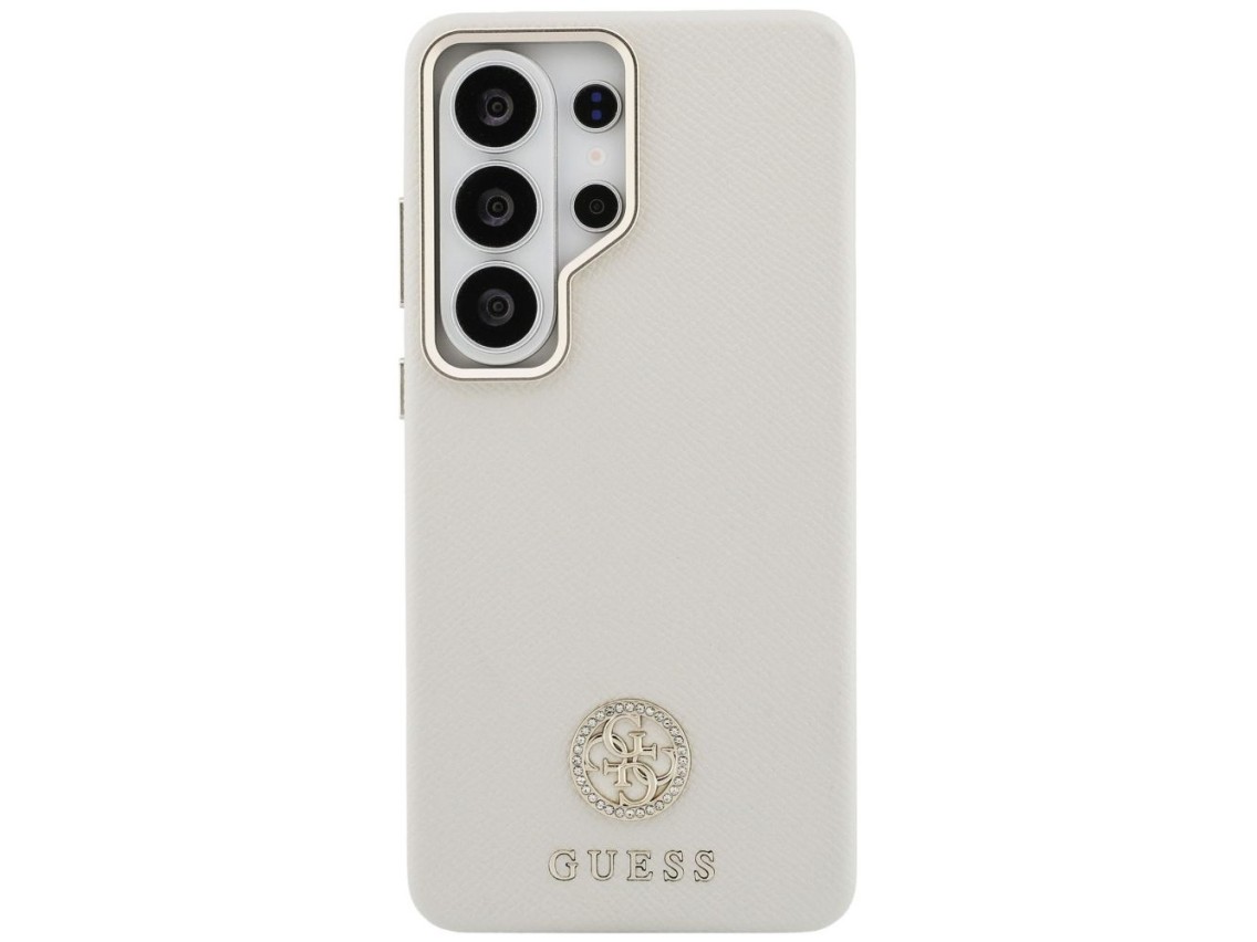 Guess Rhinestone Round Logo MagSafe Case for Samsung Galaxy S26 Ultra - Beige