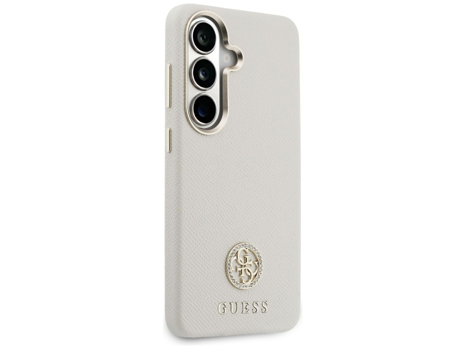 Capa MagSafe Guess com logo redondo em strass para Samsung Galaxy S26 - Bege
