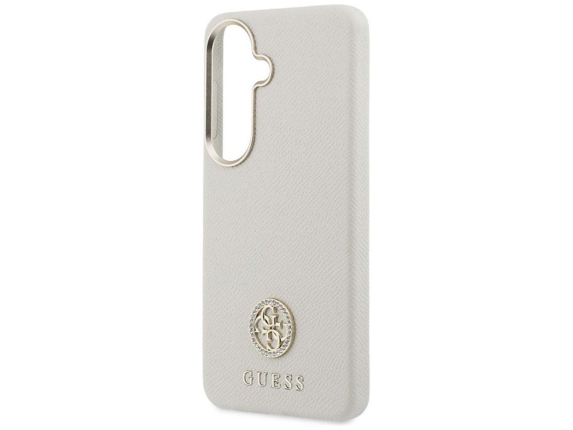 Capa MagSafe com logo redondo em strass da Guess para Samsung Galaxy S26+ - Bege
