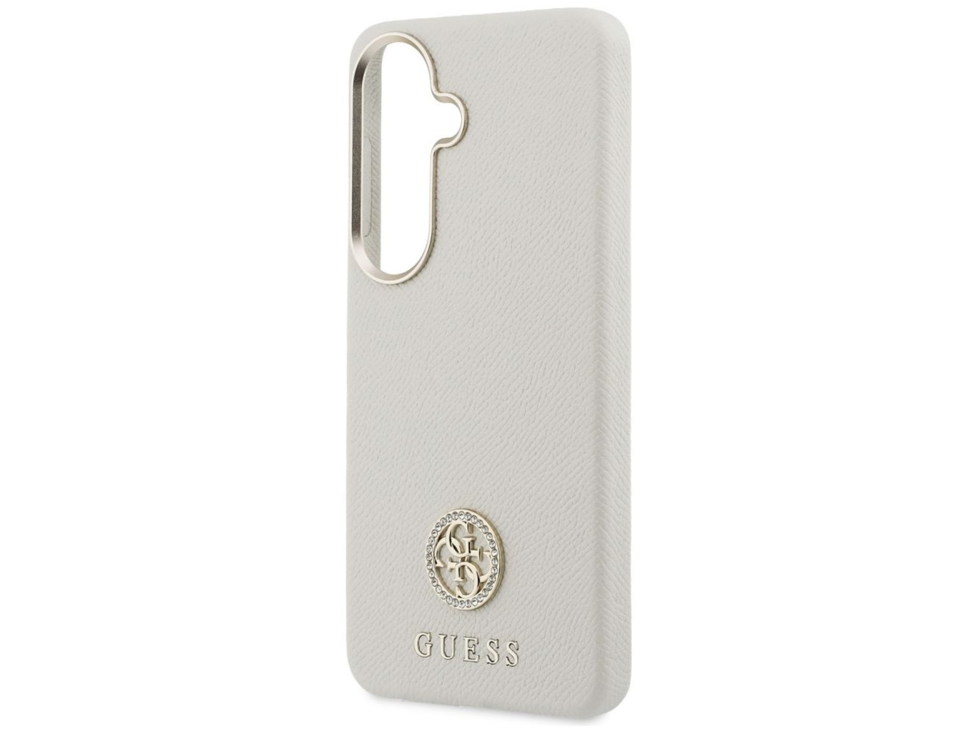 Capa MagSafe Guess com logo redondo em strass para Samsung Galaxy S26 - Bege